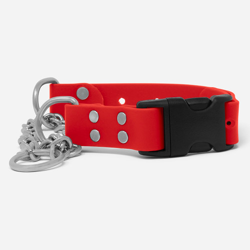 Waterproof chain martingale collar with quick release buckle