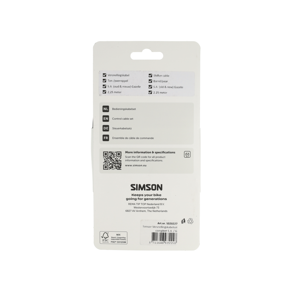 Simson Versnellingskabelset S.A. / Gazelle – Zwart