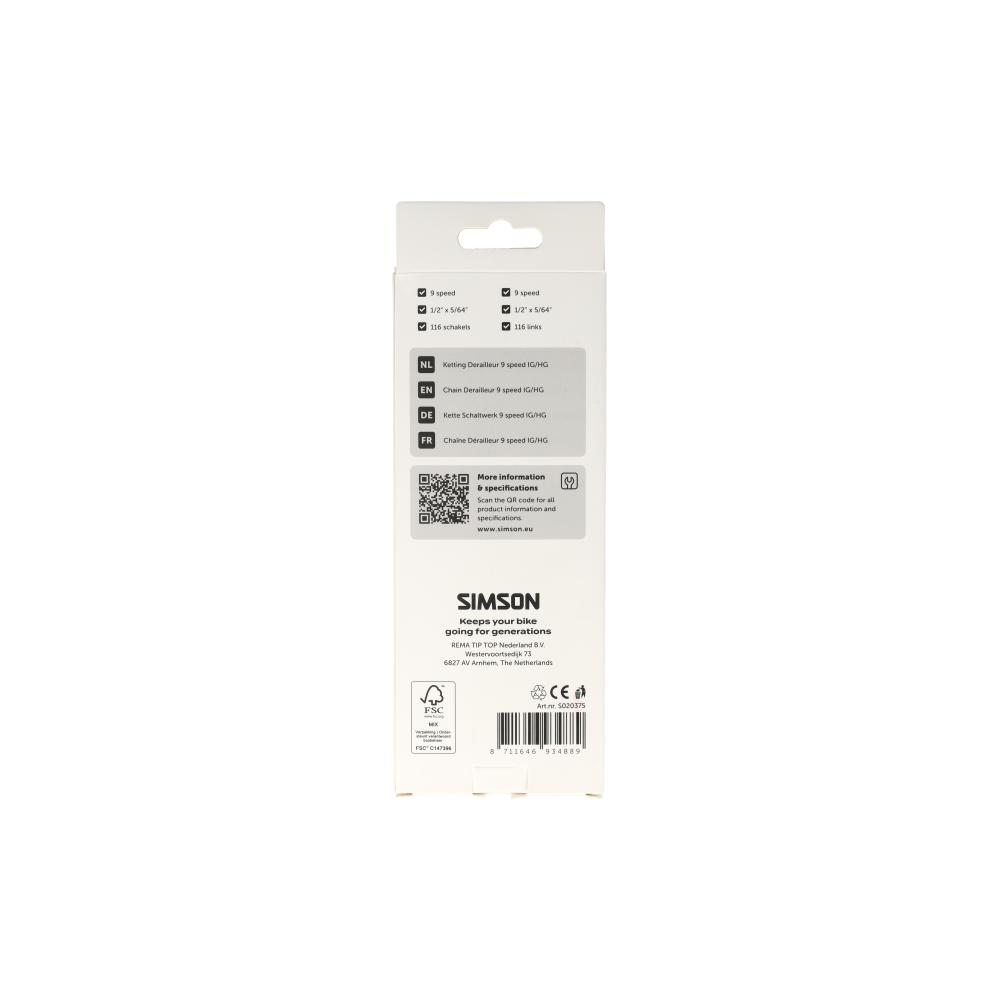Simson Fietsketting Derailleur – 9 Speed