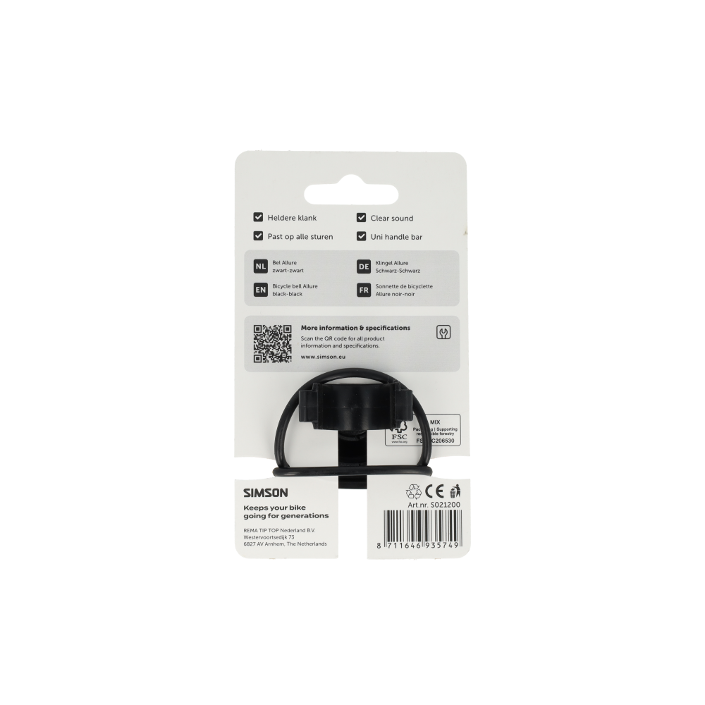 Simson Fietsbel Allure – Zwart/Zwart