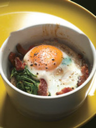 BAKED EGGS WITH BACON AND SPINACH
