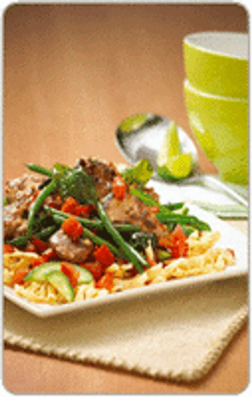 Sweet chilli and basil stir fry with crispy noodles