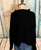 Black 100% cotton unstructured sweater happy hippy flower applique