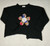 Black 100% cotton unstructured sweater happy hippy flower applique