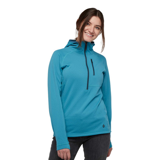 Women's Coefficient Quarter Zip Fleece Hoody Cerulean Blue 2