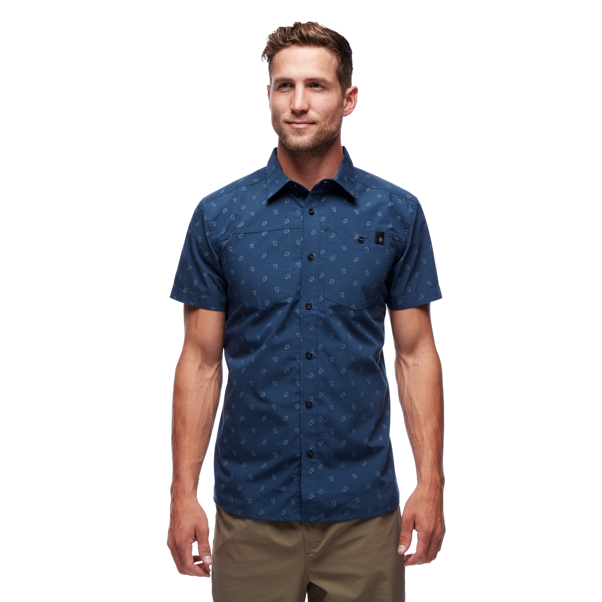 Black Diamond Equipment Men's Solution Shirt, Medium Ink Blue Biner Print