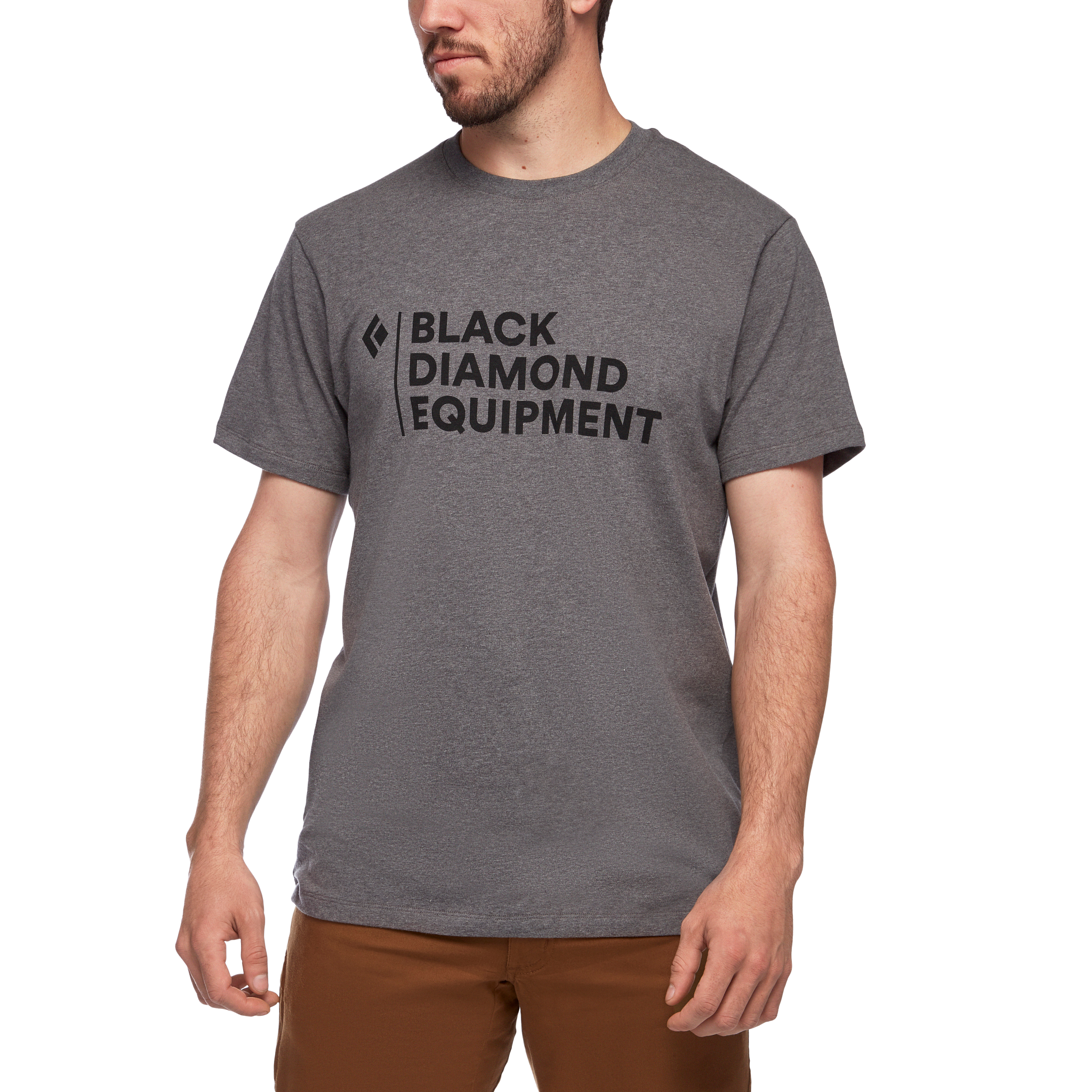 Black Diamond Equipment Men's Stacked Logo T-Shirt, XS Charcoal Heather