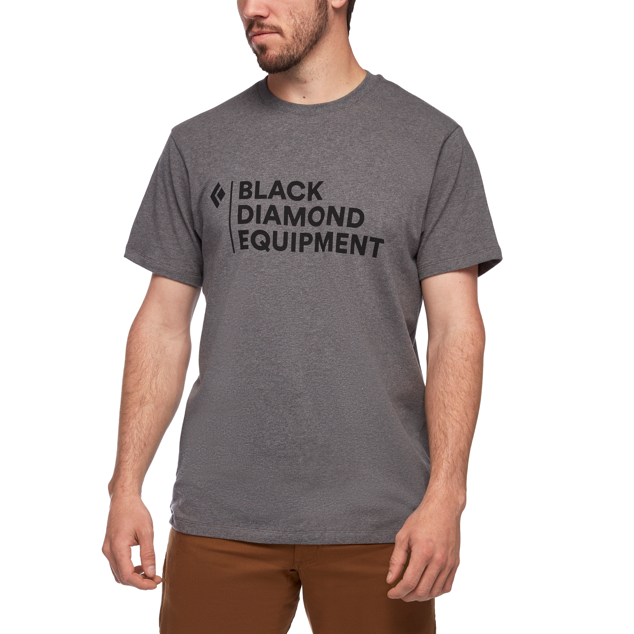 Black Diamond Equipment Men's Stacked Logo T-Shirt, Large Charcoal Heather