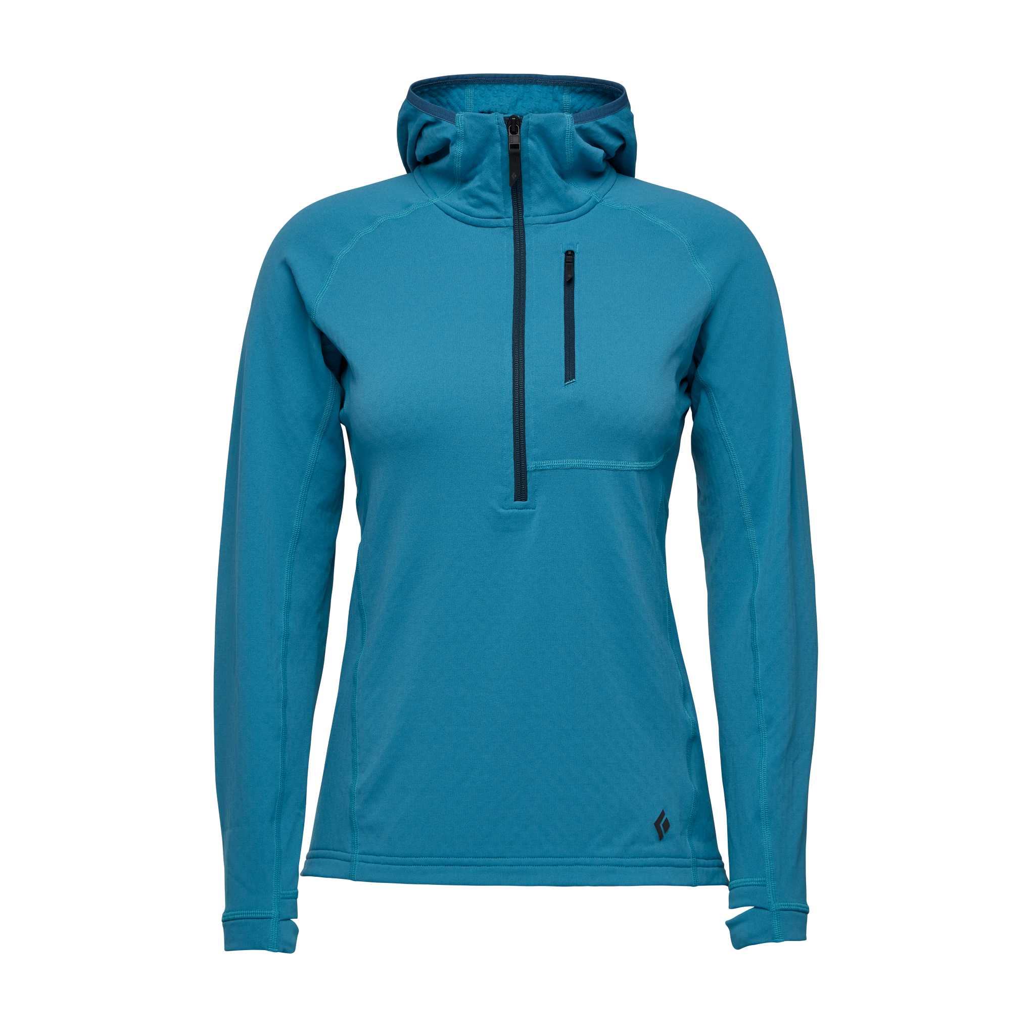 Black Diamond Equipment Women's Coefficient Quarter Zip Fleece Hoody, Large Cerulean Blue