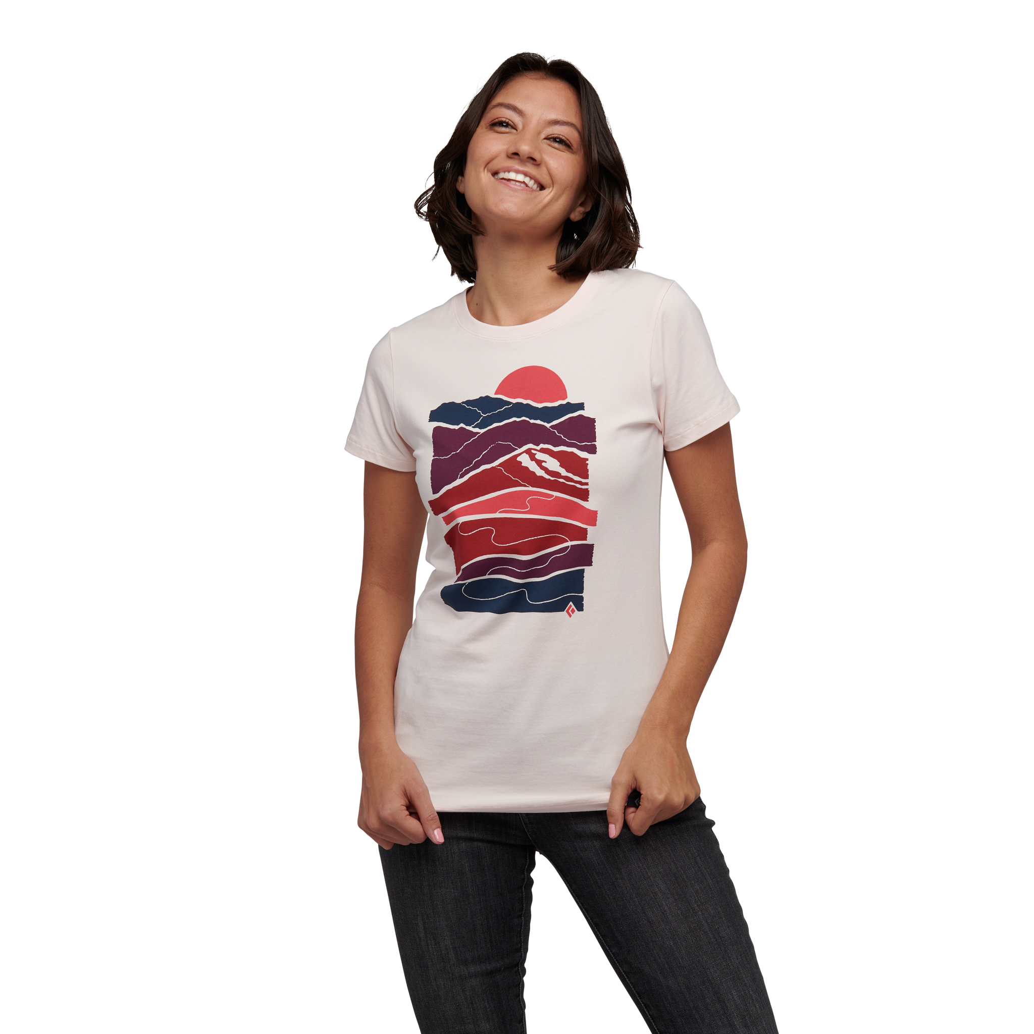 Black Diamond Equipment Women's Leveled Landscape T-Shirt, Small Ice Pink