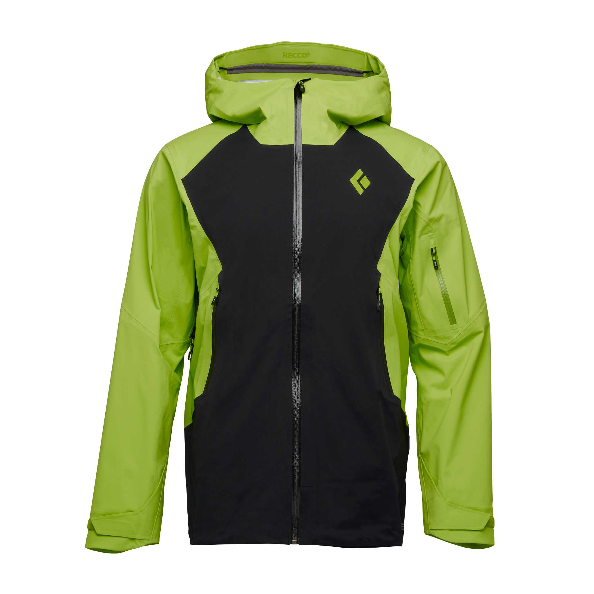 Black Diamond Equipment Men's Recon LT Stretch Shell Jacket, Medium Black/Lime Green