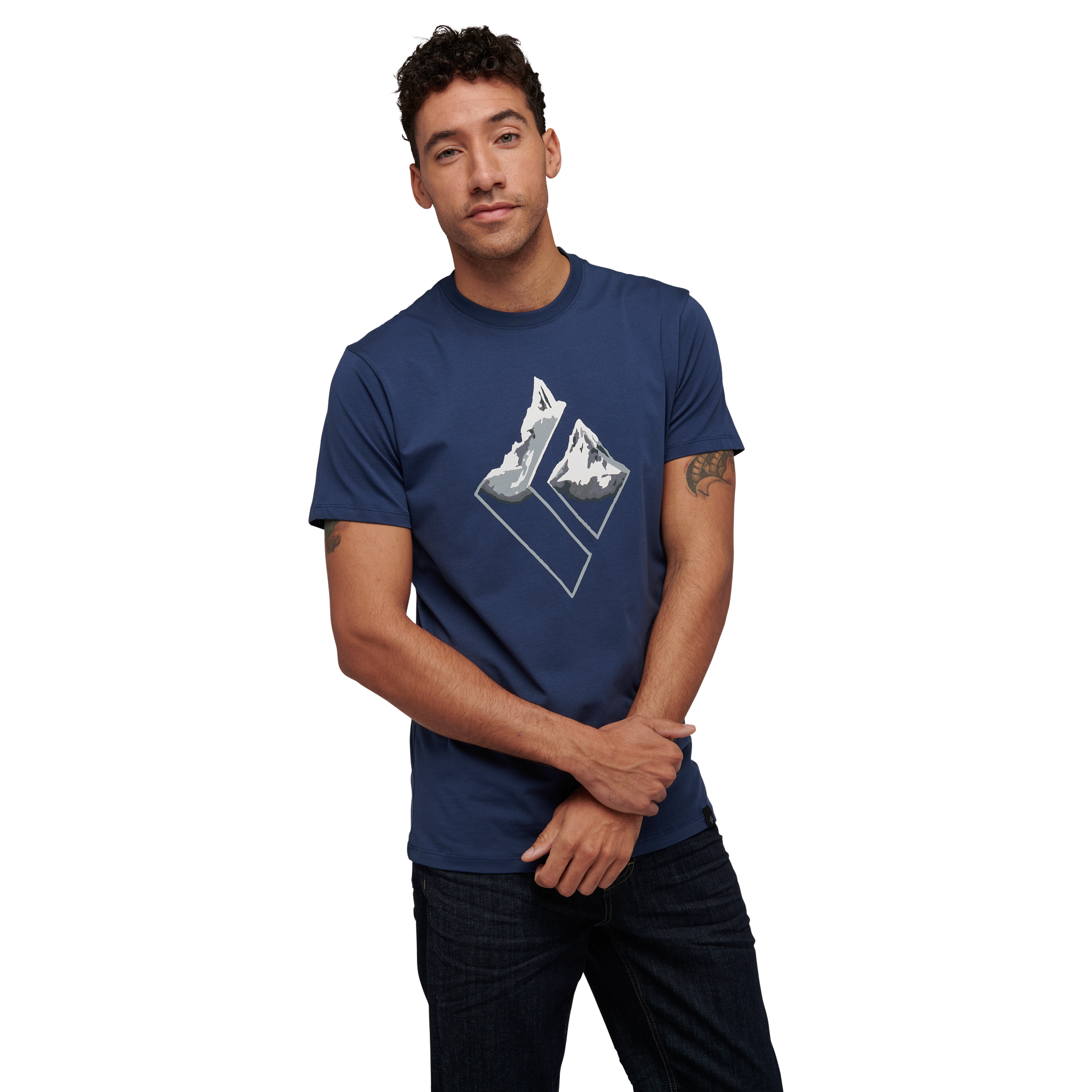 Black Diamond Equipment Men's Mountain Logo T-Shirt, Large Ink Blue