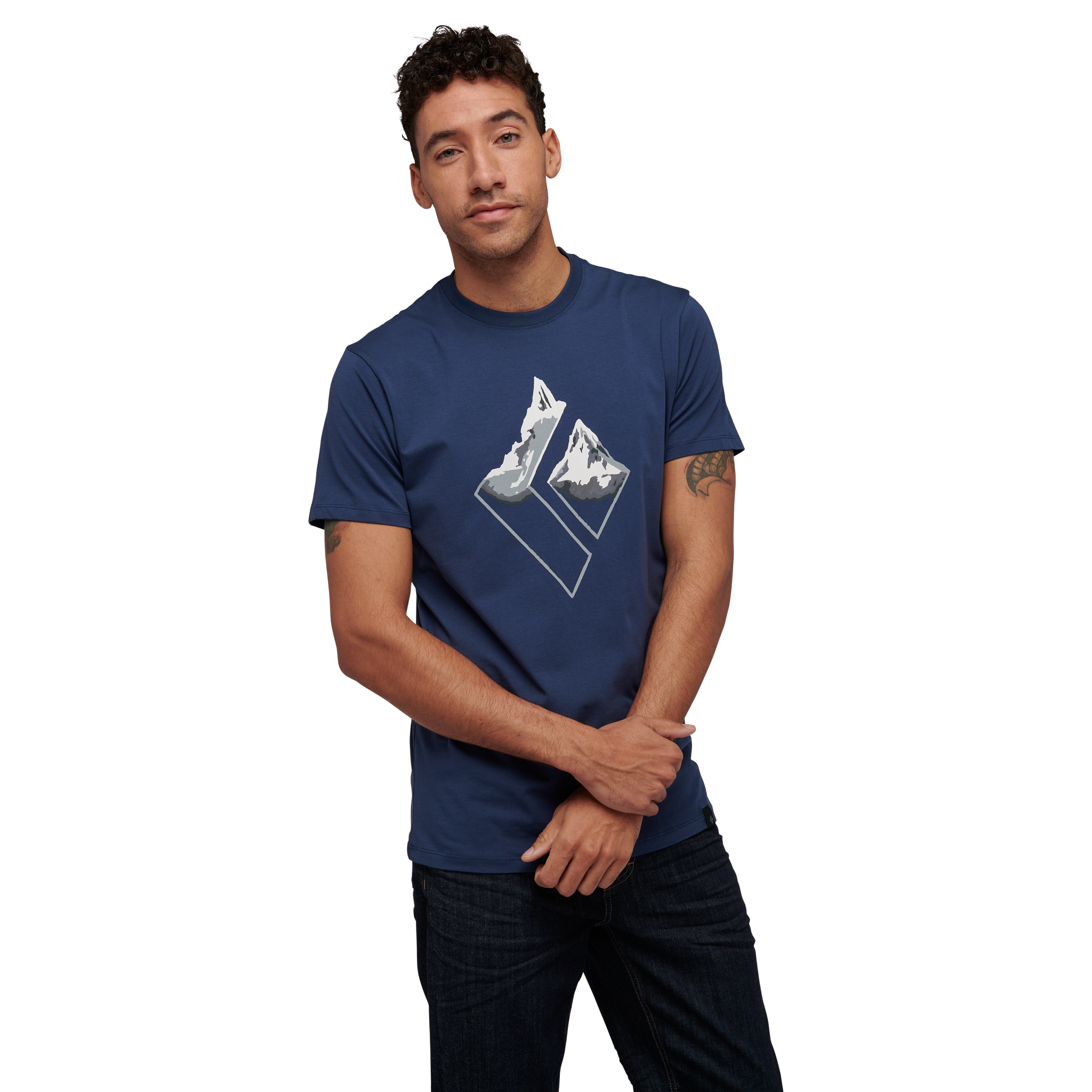 Black Diamond Equipment Men's Mountain Logo T-Shirt, Medium Ink Blue