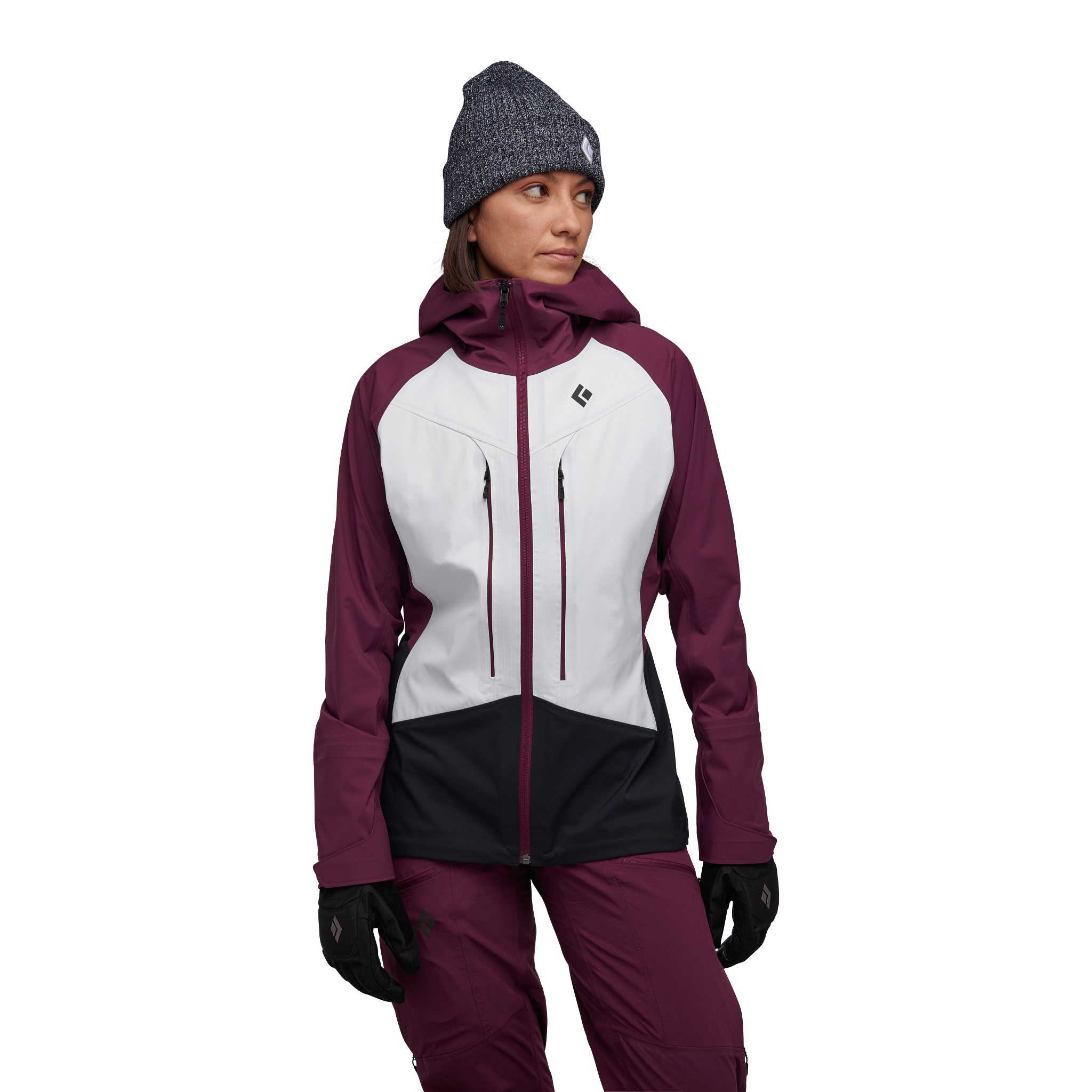 Black Diamond Equipment Women's Dawn Patrol Hybrid Shell Jacket, XL White-Blackberry-Black