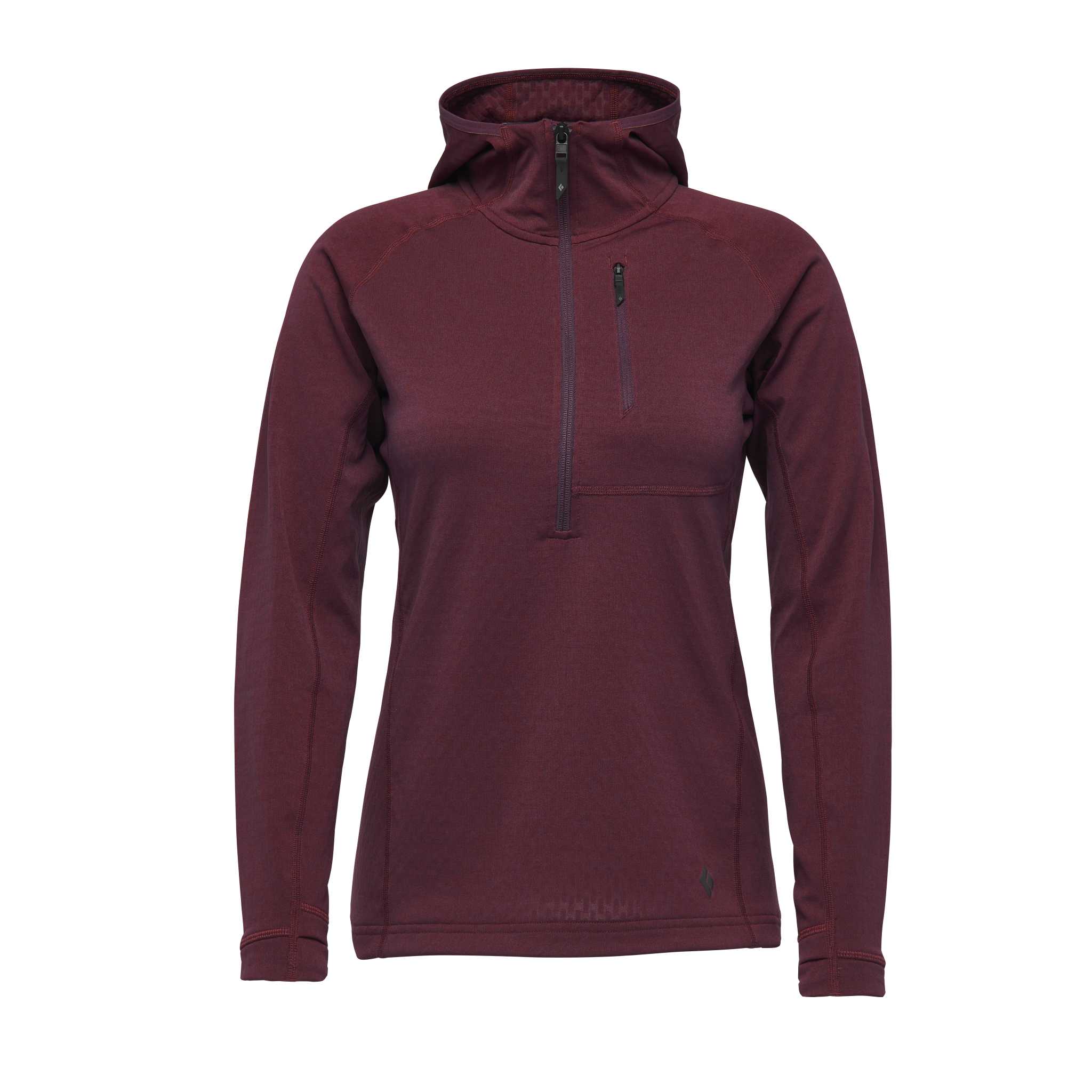 Black Diamond Equipment Women's Coefficient Quarter Zip Fleece Hoody, Large Blackberry