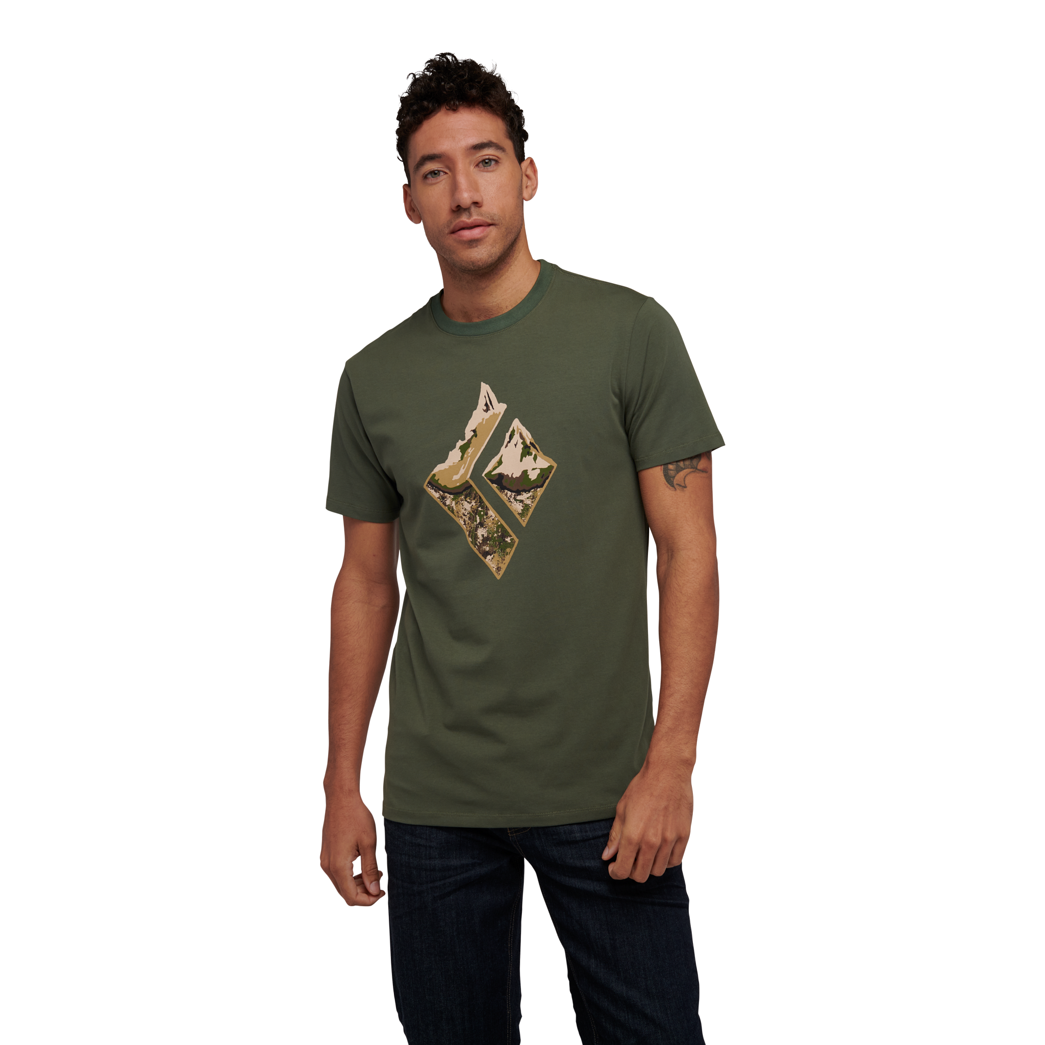 Black Diamond Equipment Men's Mountain Logo T-Shirt, Medium Tundra
