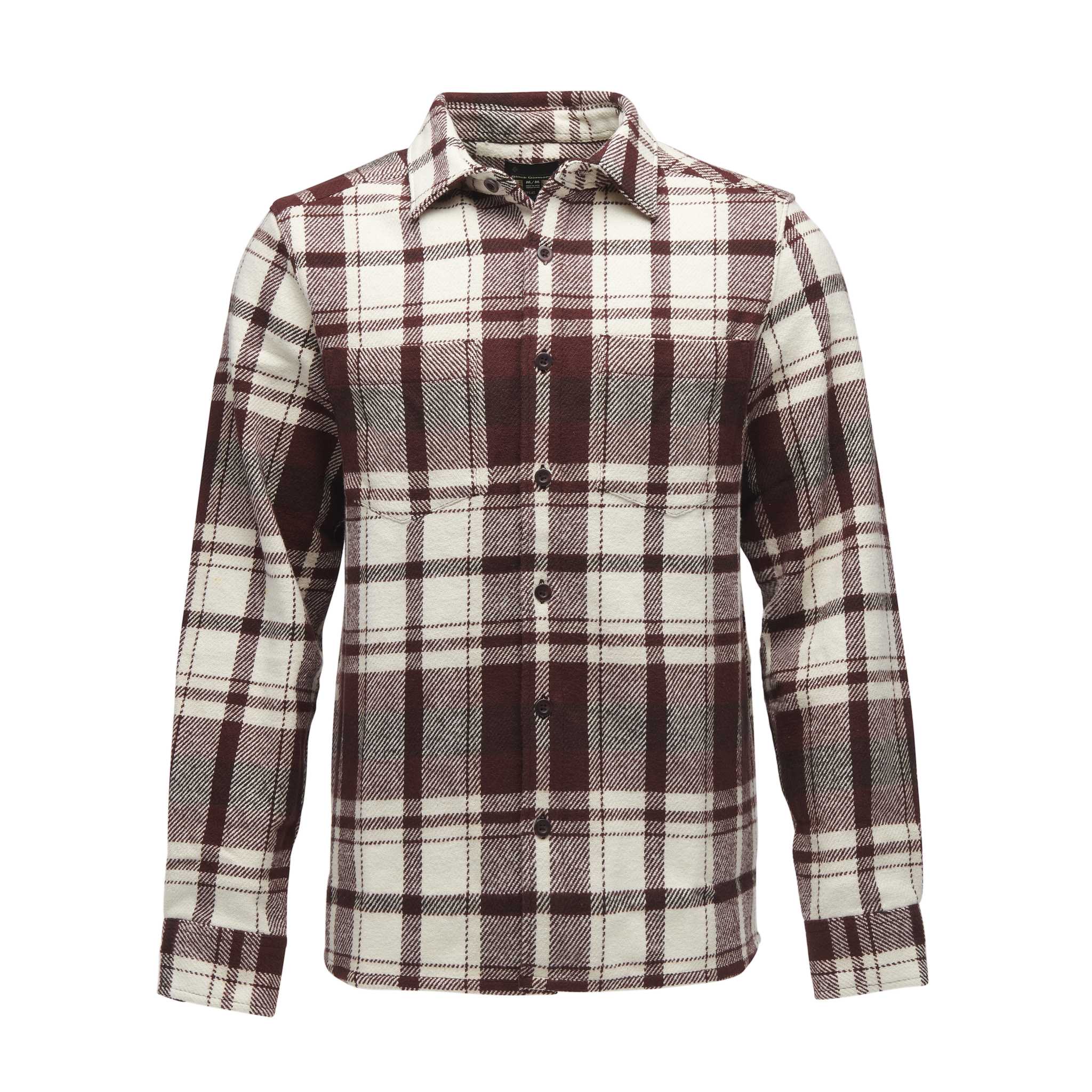 Black Diamond Equipment Men's Project Heavy Flannel Shirt, XL Burgundy/Off White Plaid
