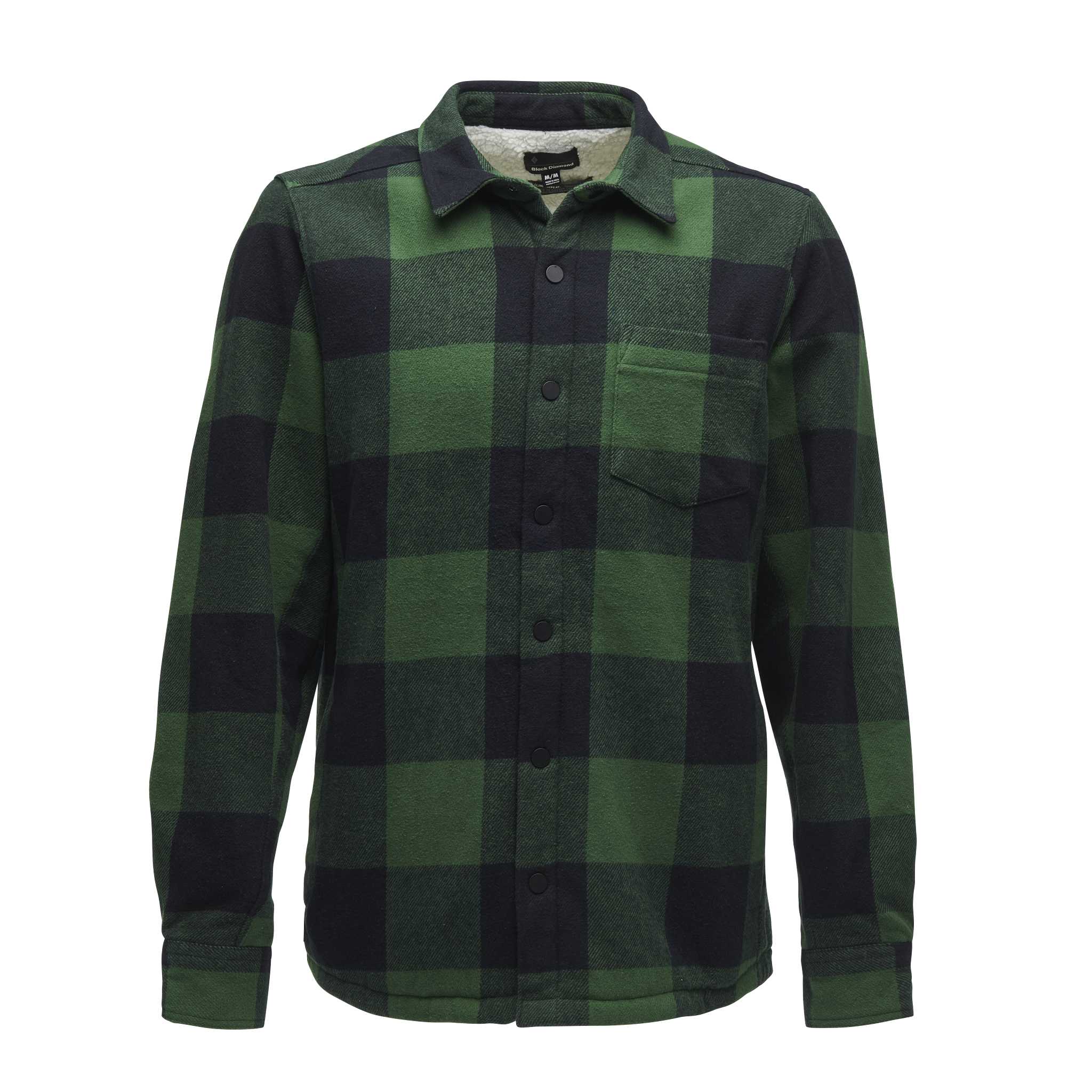 Black Diamond Equipment Men's Project Lined Flannel Shirt, Large Palm Green/Black Plaid