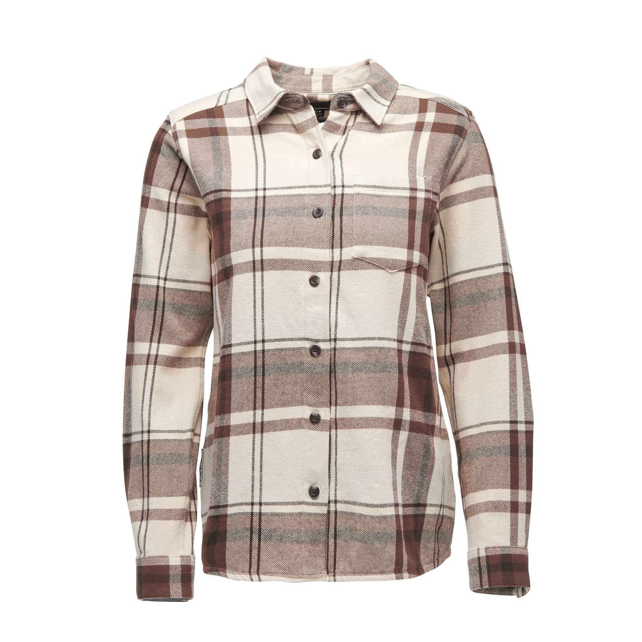 Black Diamond Equipment Women's Project Flannel Shirt, Large Chalk Pink/Walnut Plaid
