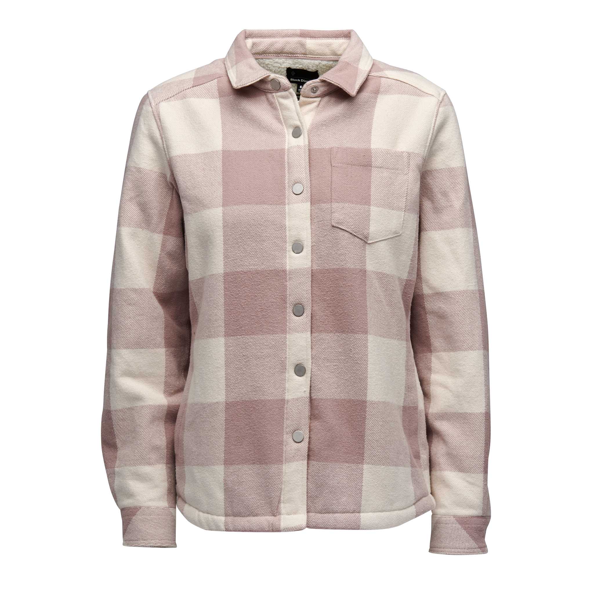 Black Diamond Equipment Women's Project Lined Flannel Shirt, XL Pale Mauve/Off White Plaid