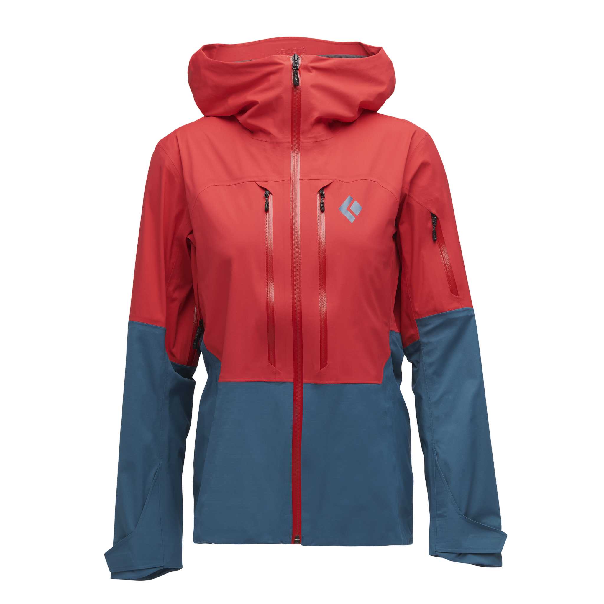 Black Diamond Equipment Women's Recon LT Stretch Shell Jacket, Medium Coral Red/Creek Blue