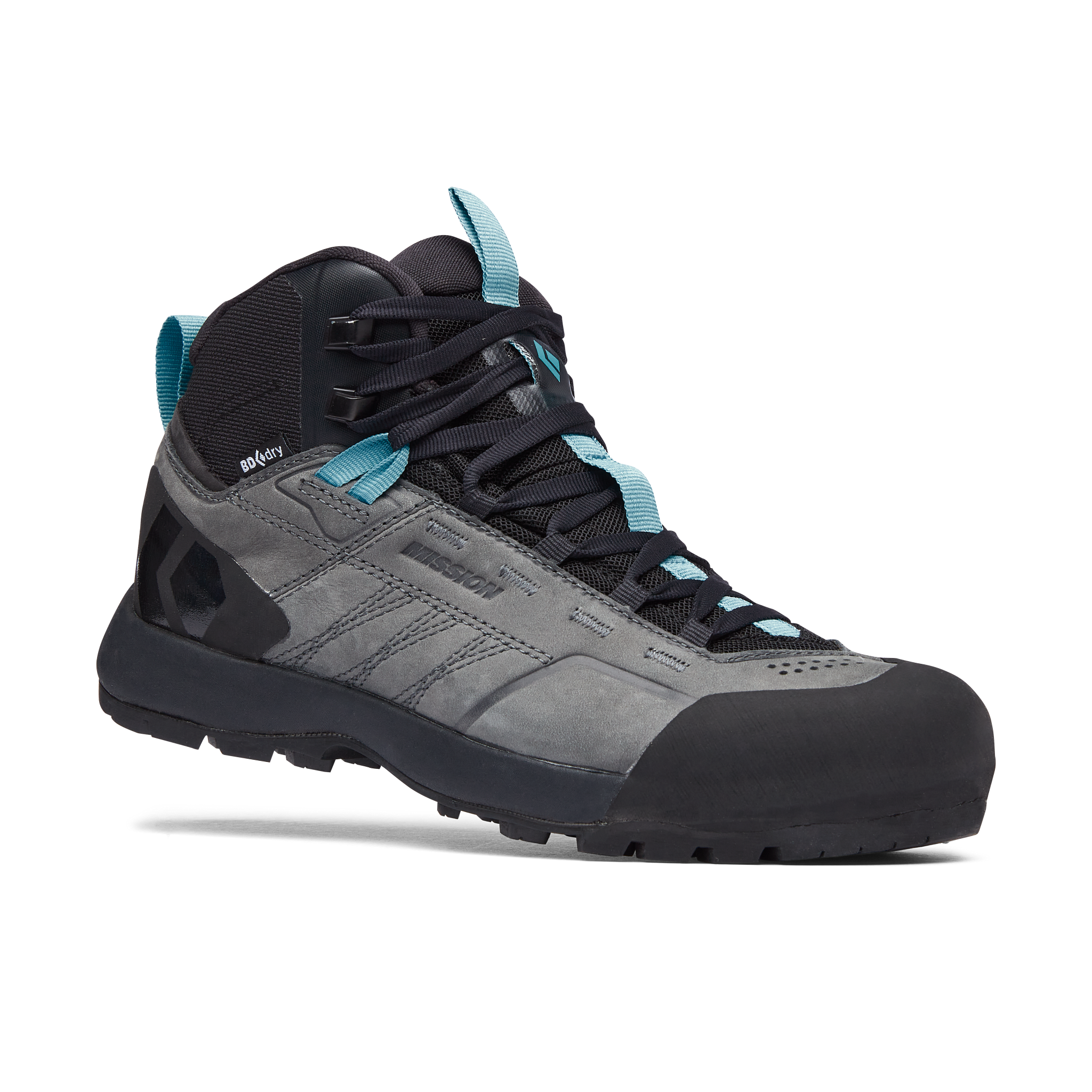 Black Diamond Equipment Women's Mission Leather Mid Waterproof Approach Shoes 2nds USW 8 Steel Grey/Costal Blue