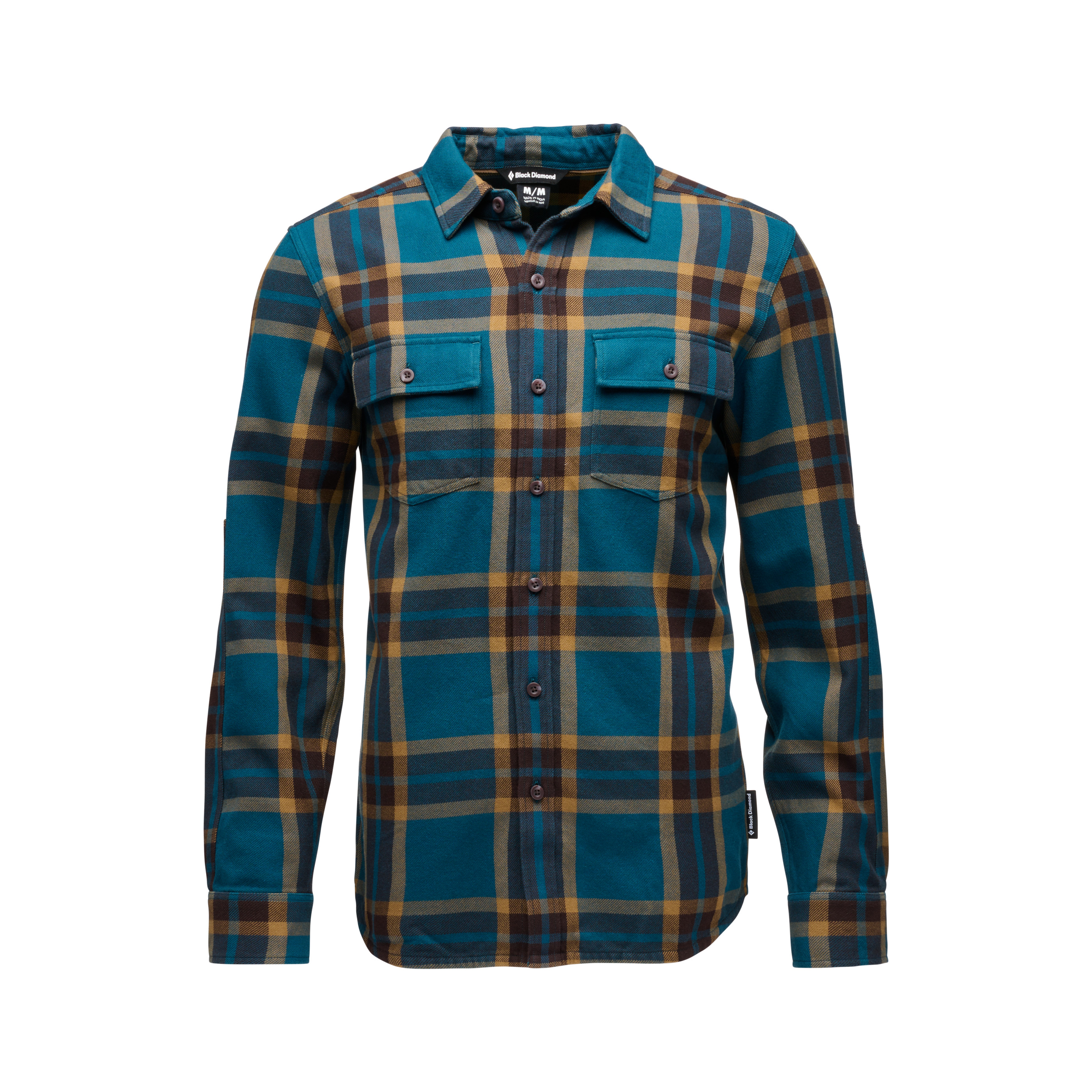Black Diamond Equipment Men's Project Twill Long Sleeve Shirt, Small Dark Curry/Indigo
