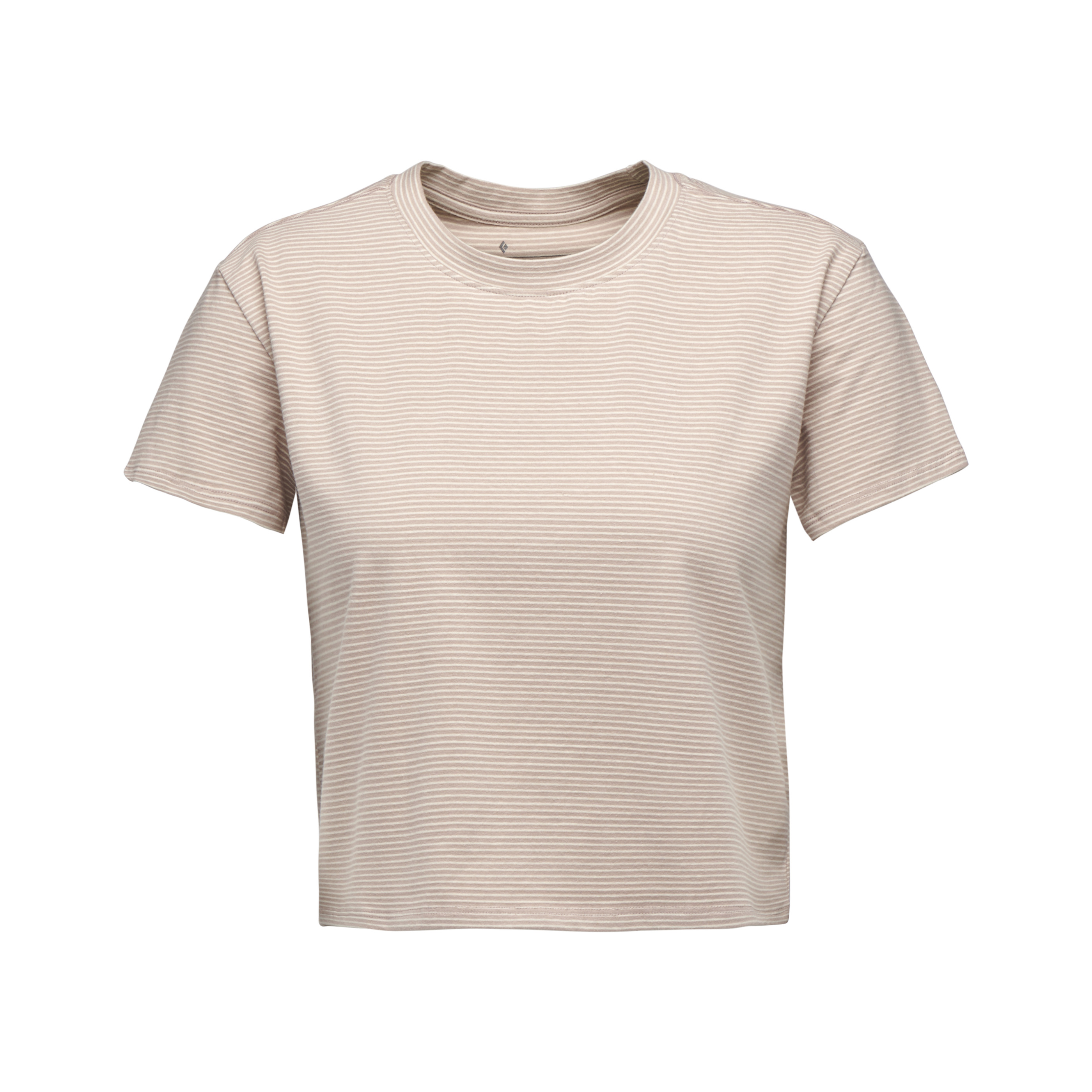 Black Diamond Equipment Women's BD Stripe Crop T-Shirt, Large Off White/Pale Mauve