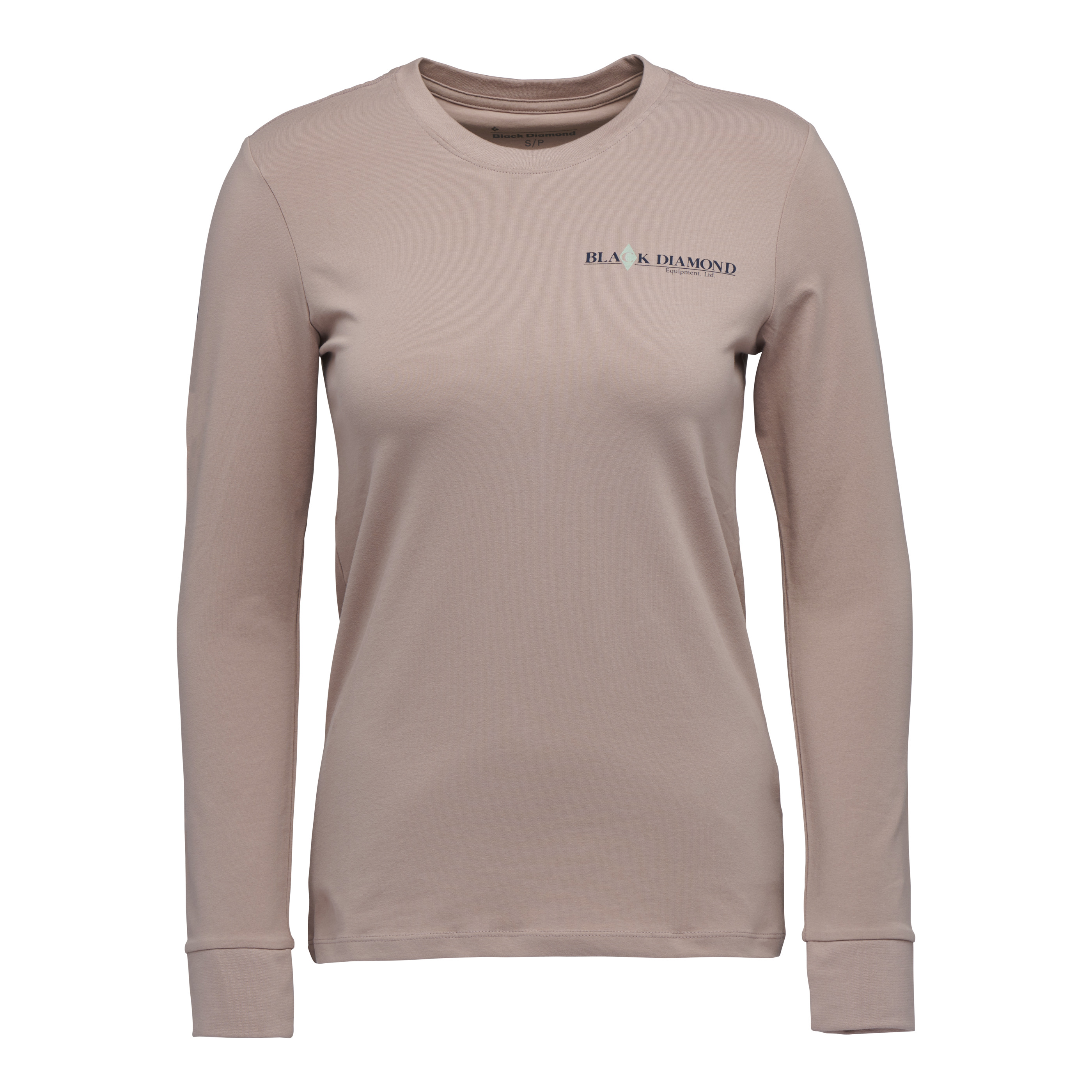 Black Diamond Equipment Women's Heritage Wordmark Long Sleeve T-Shirt, Medium Pale Mauve