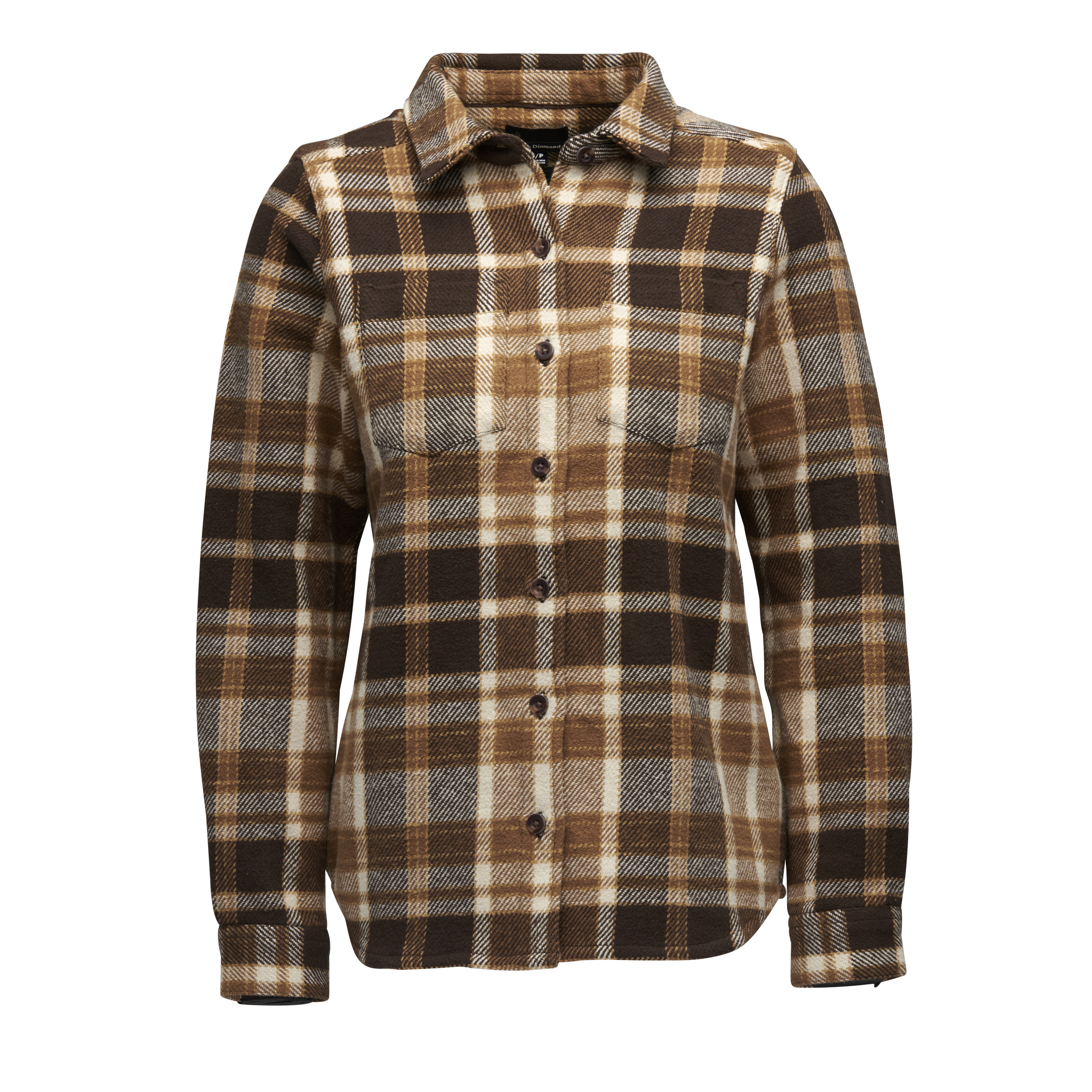 Black Diamond Equipment Women's Project Heavy Flannel Shirt, XS Bark Brown/Off White Plaid