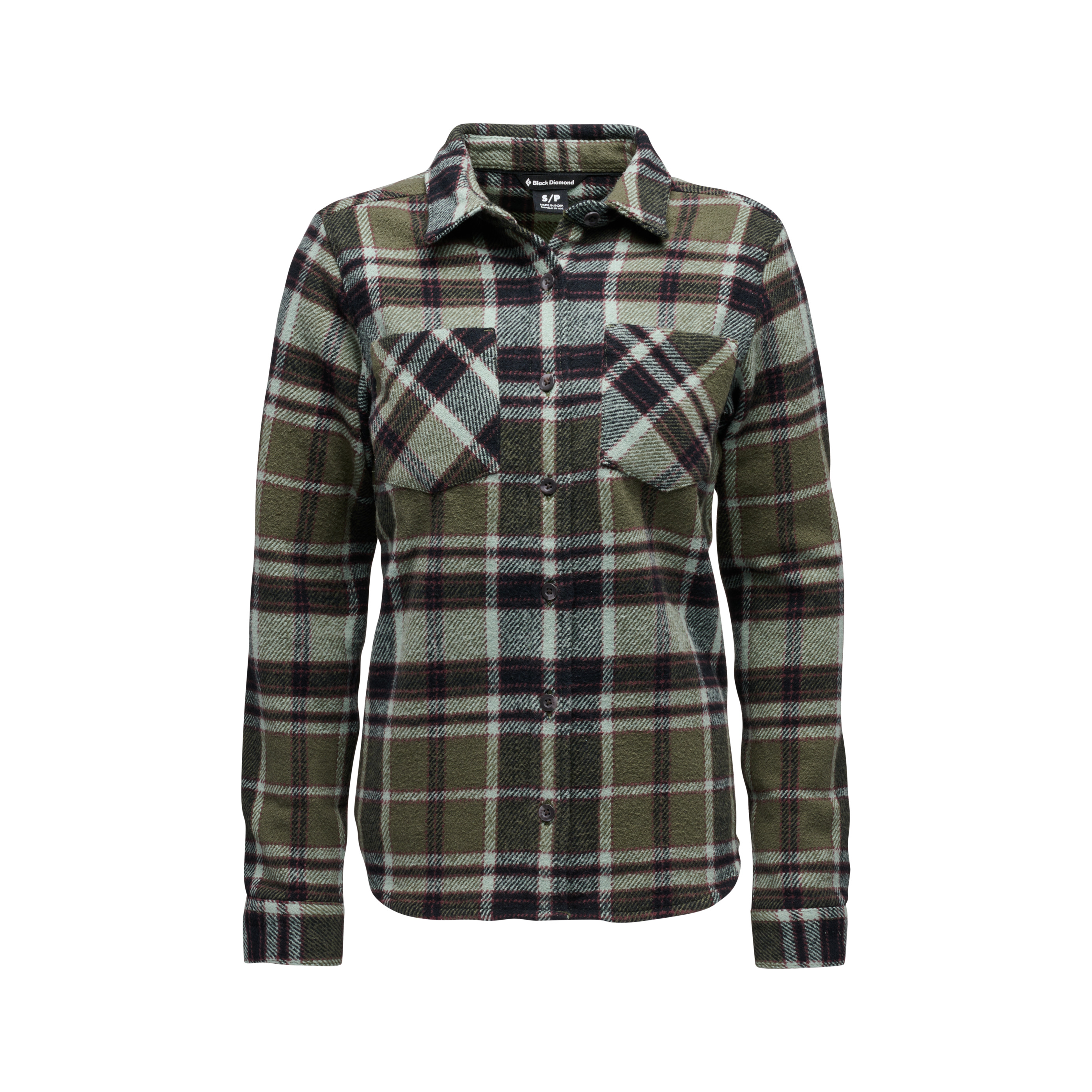 Black Diamond Equipment Women's Project Heavy Flannel Shirt, XL Tundra/Black/Agave Plaid