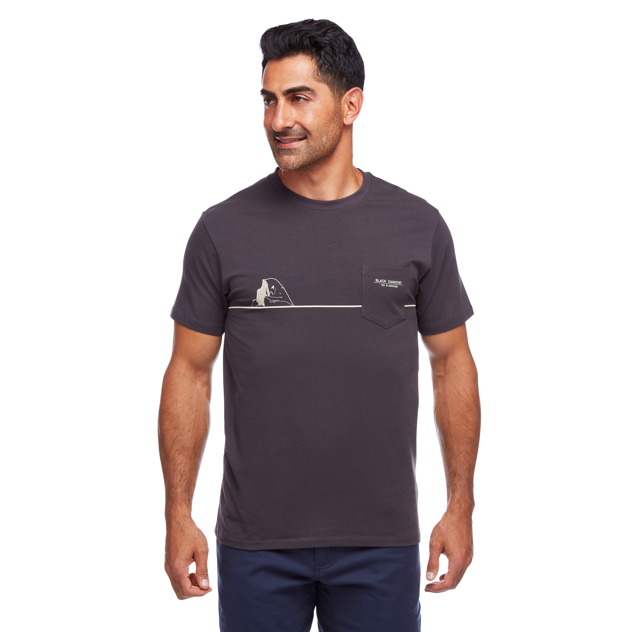 Black Diamond Equipment Men's Half Dome Pocket T-Shirt, Large Smoke