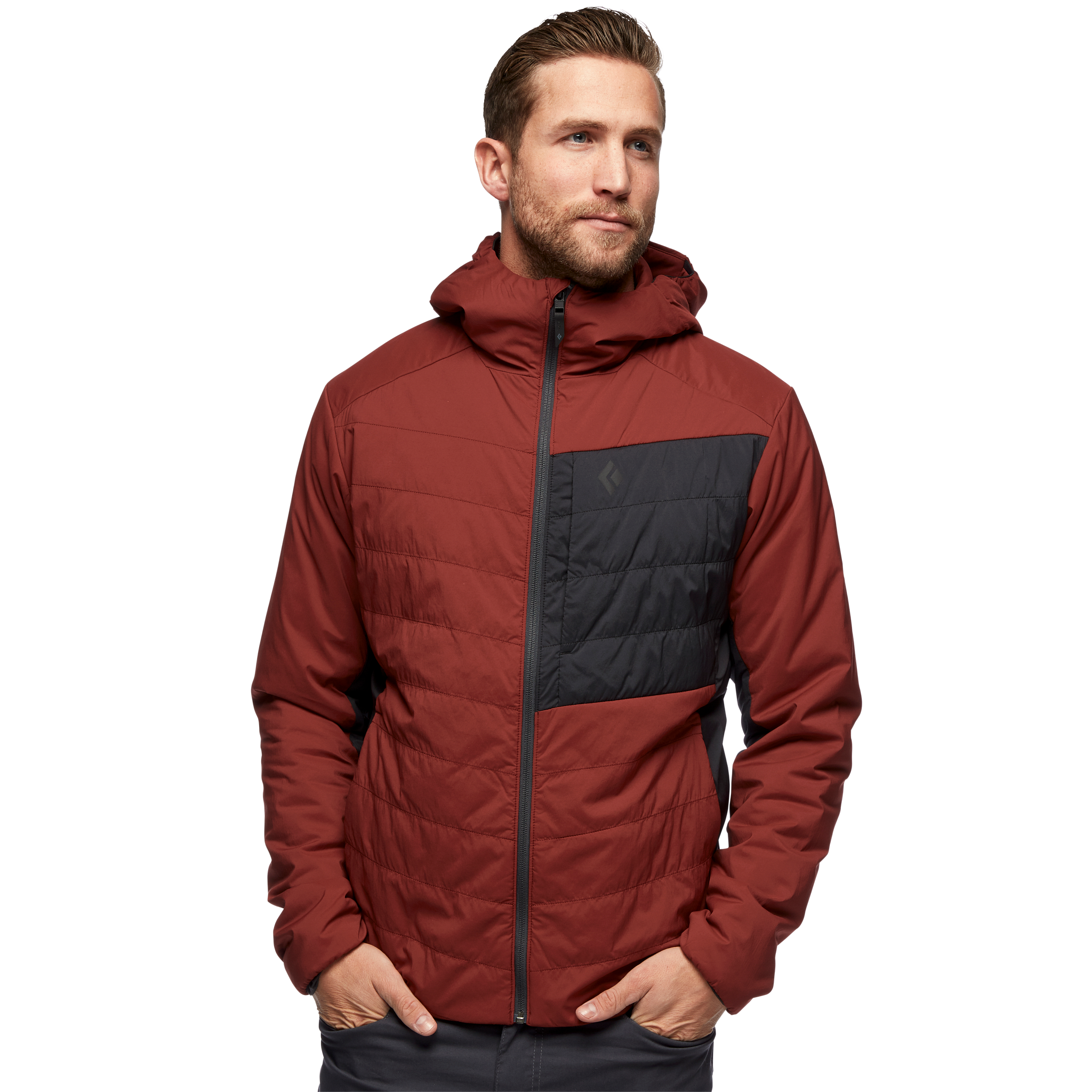 Black Diamond Equipment Men's First Light Stretch Hoody Size Large, in Dark Crimson/Black