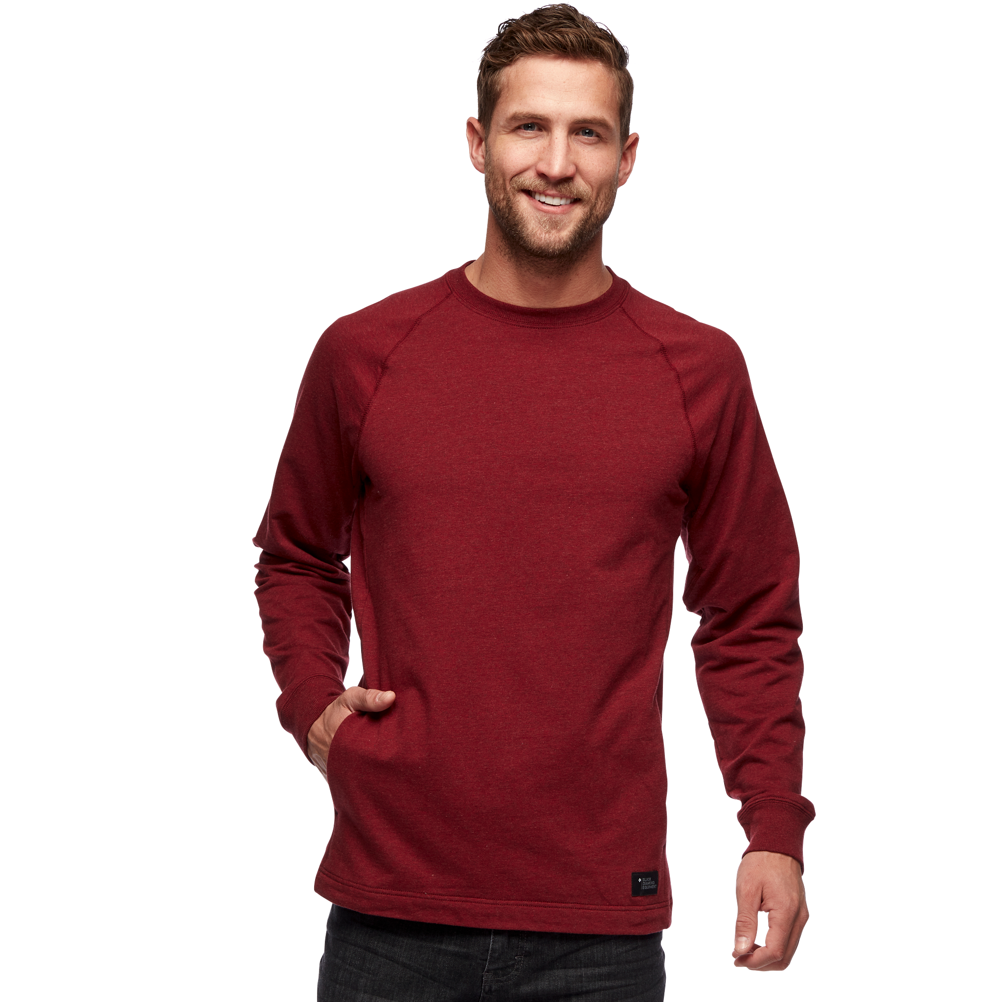 Black Diamond Equipment Men's Basis Crew T-Shirt, Medium Dark Crimson/Heather