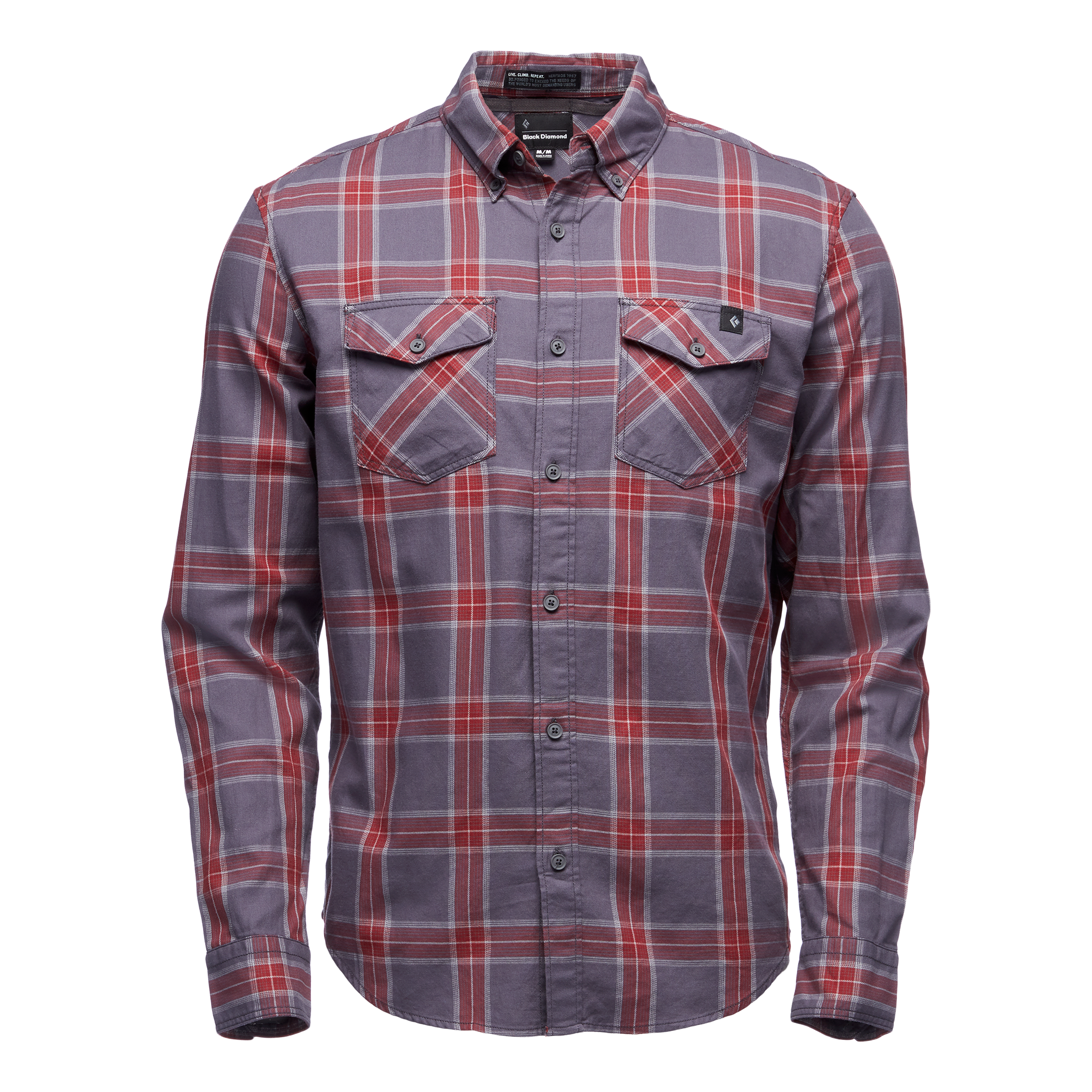 Black Diamond Equipment Men's Long Sleeve Benchmark Shirt, Large Anthracite/Red Oxide/Alloy