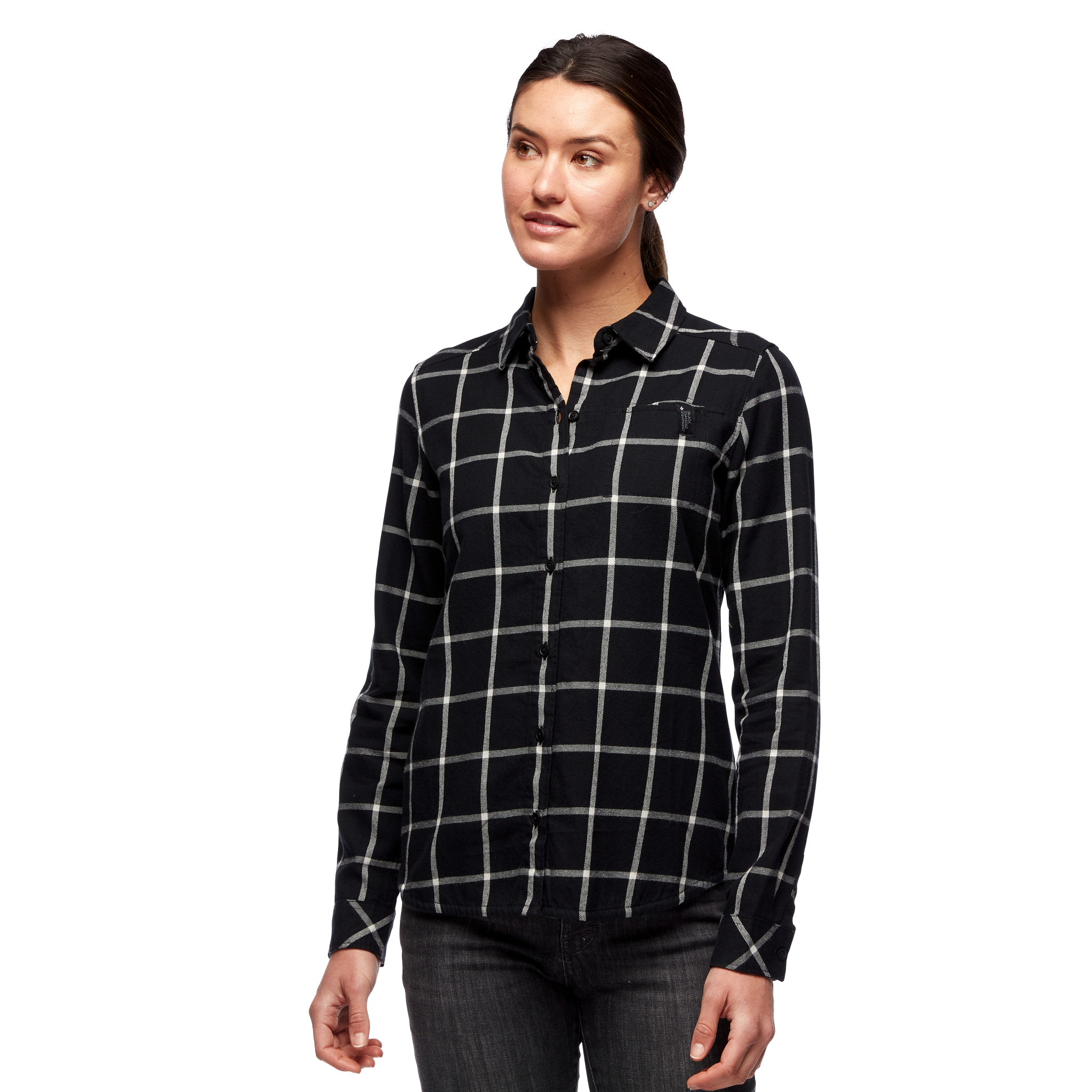 Black Diamond Equipment Women's Serenity Flannel Shirt, Large Black/Alloy/Plaid