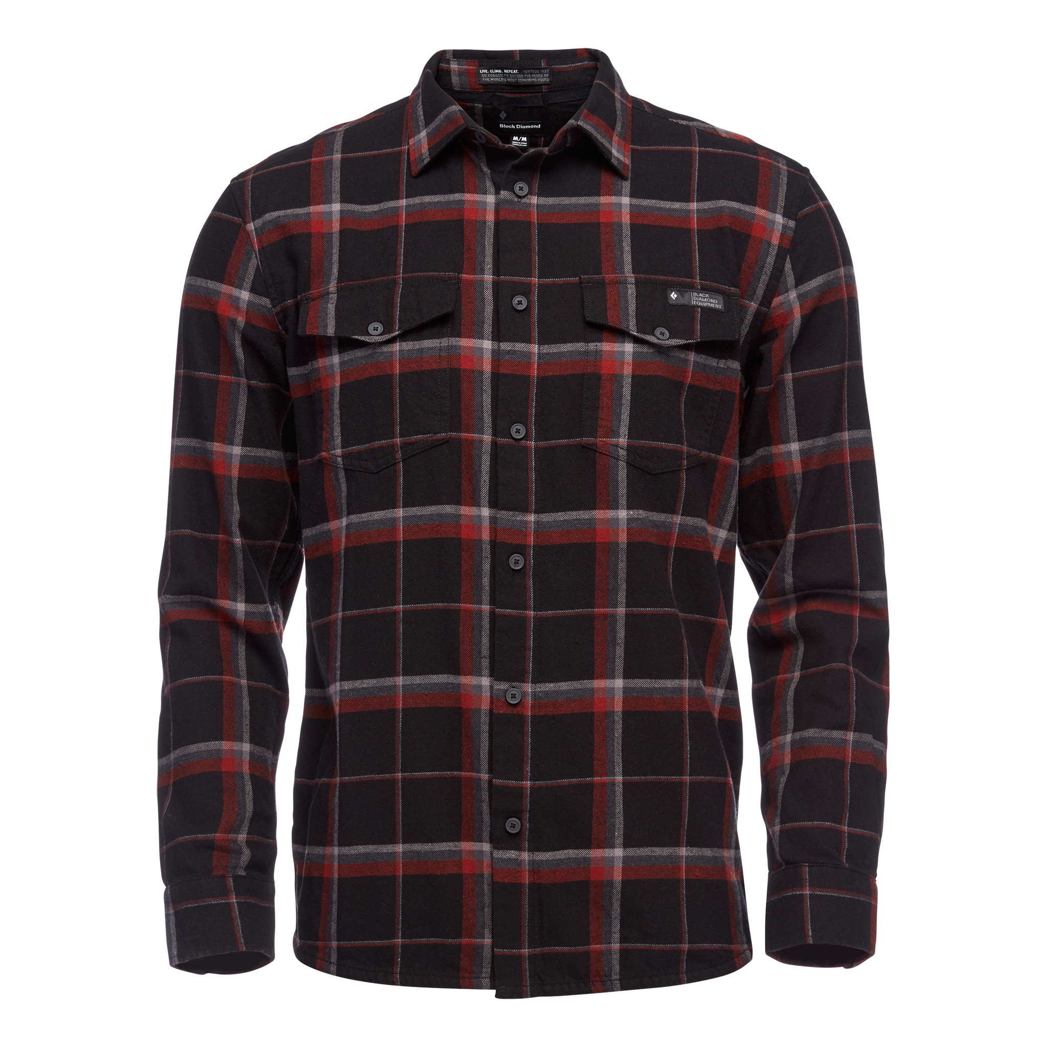 Black Diamond Equipment Men's Valley Flannel Shirt, Large Black/Nickel/Plaid