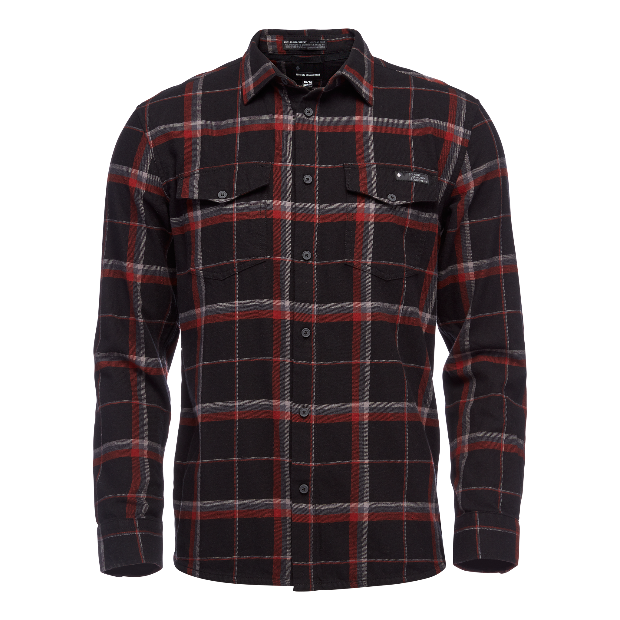 Black Diamond Equipment Men's Valley Flannel Shirt, Medium Black/Nickel/Plaid