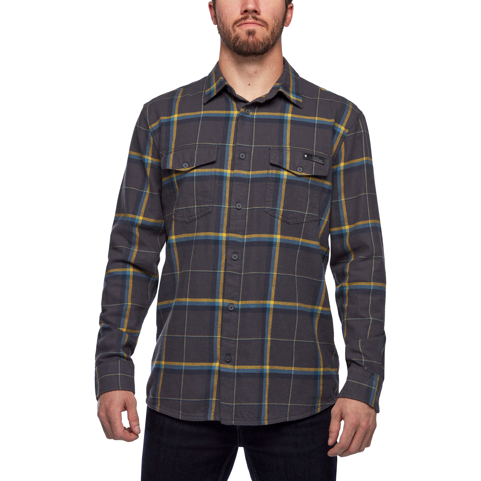 Black Diamond Equipment Men's Valley Flannel Shirt, Medium Carbon/Astral Blue/Plaid