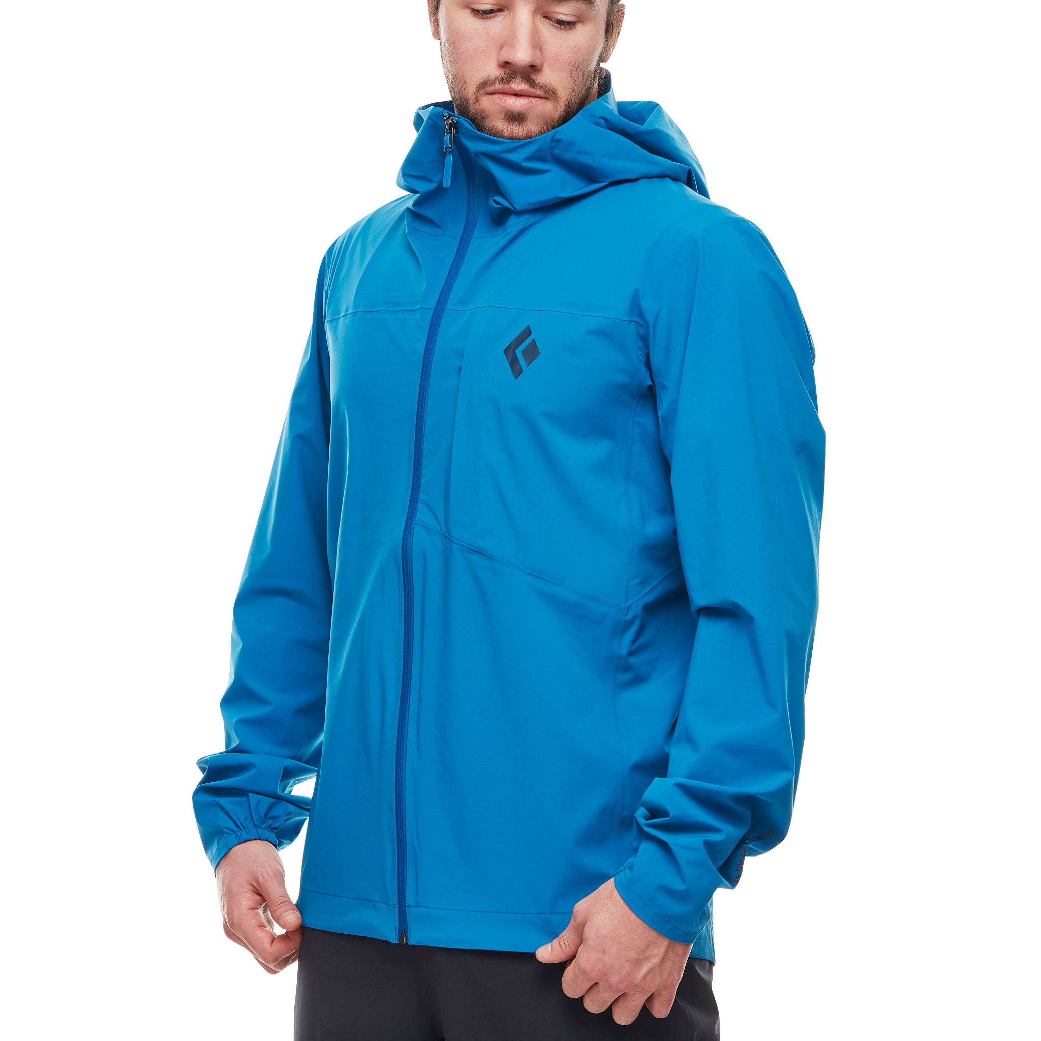 Black Diamond Equipment Men's Fineline Stretch Rain Shell Jacket, Large Kingfisher