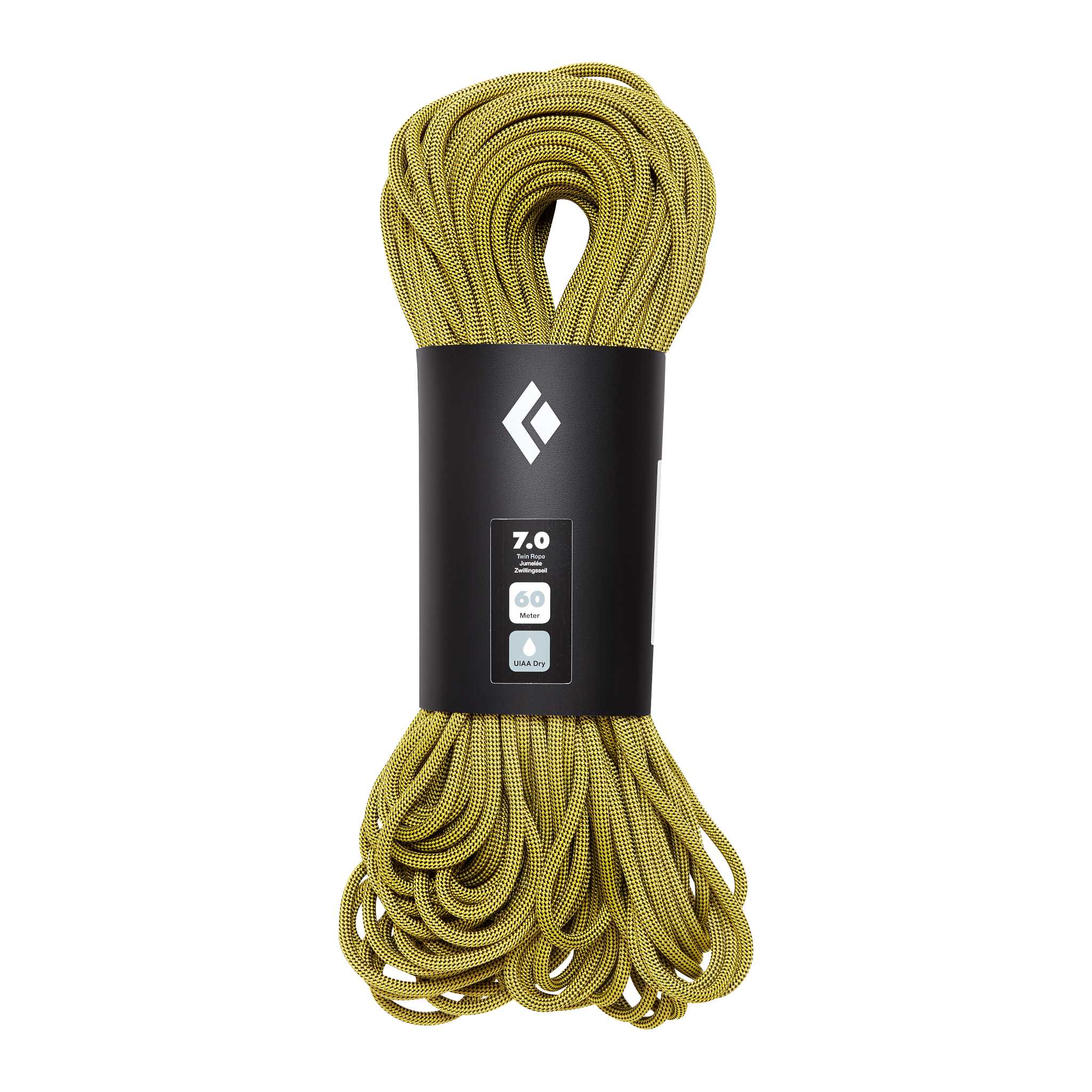 Black Diamond Equipment 7.0 Dry 60m Climbing Rope, in Yellow