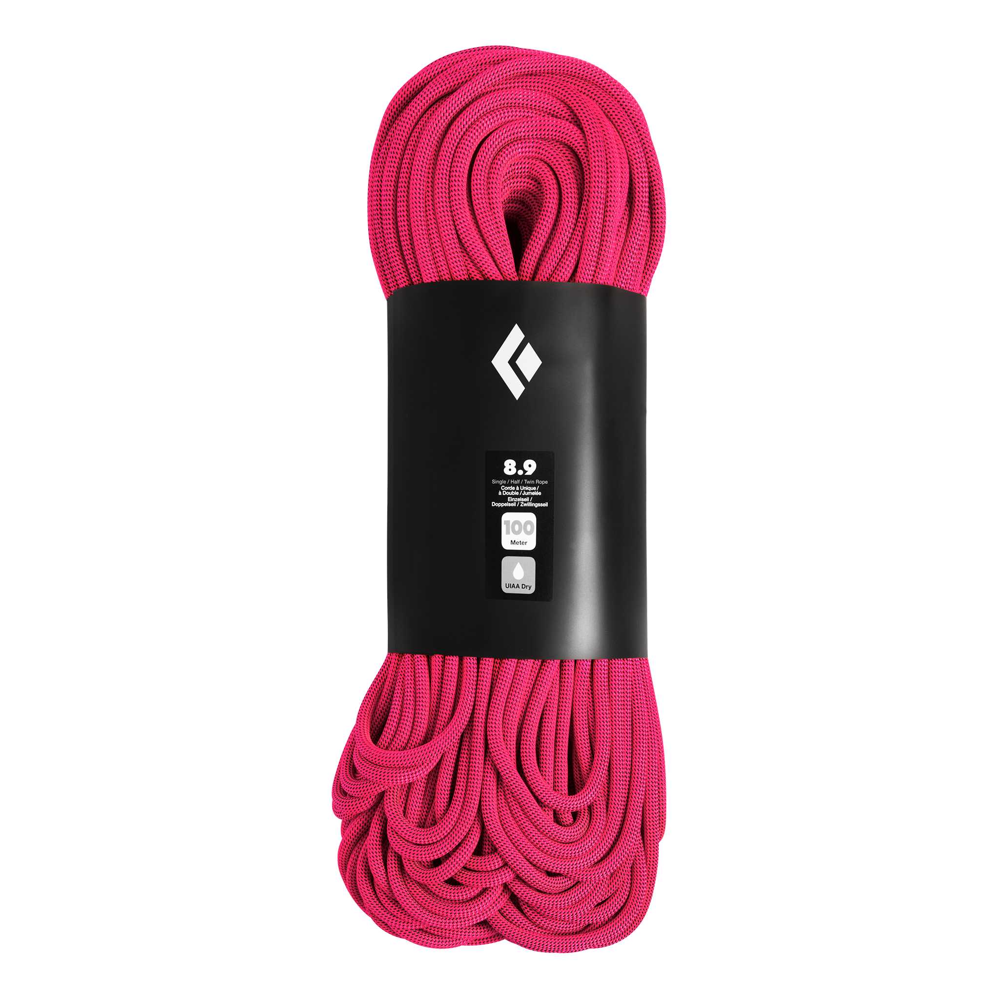 Black Diamond Equipment 8.9 Dry Climbing Rope, in Ultra Pink, 70m