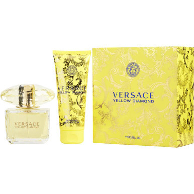 Versace Yellow Diamond Eau De Toilette Spray 3 oz & Body Lotion 3.4 oz (Travel Set)