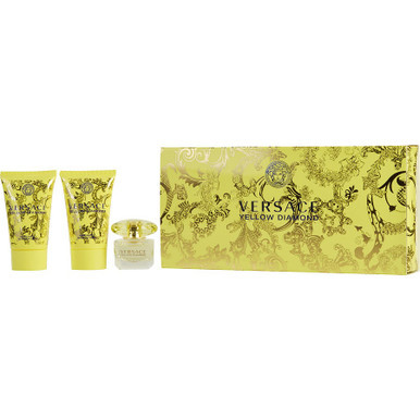 Versace Yellow Diamond  Eau De Toilette 0.17 oz Mini & Body Lotion 0.8 oz & Shower Gel 0.8 oz