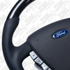 Retro Ford/FPV FG Falcon Steering Wheel Black Leather Black Stitching Carbon Fibre Flat Bottom FG-FB-BLK-ST-CF