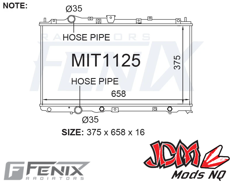 FENIX OEM Replacement Radiator for Mitsubishi Mirage 1996-03
