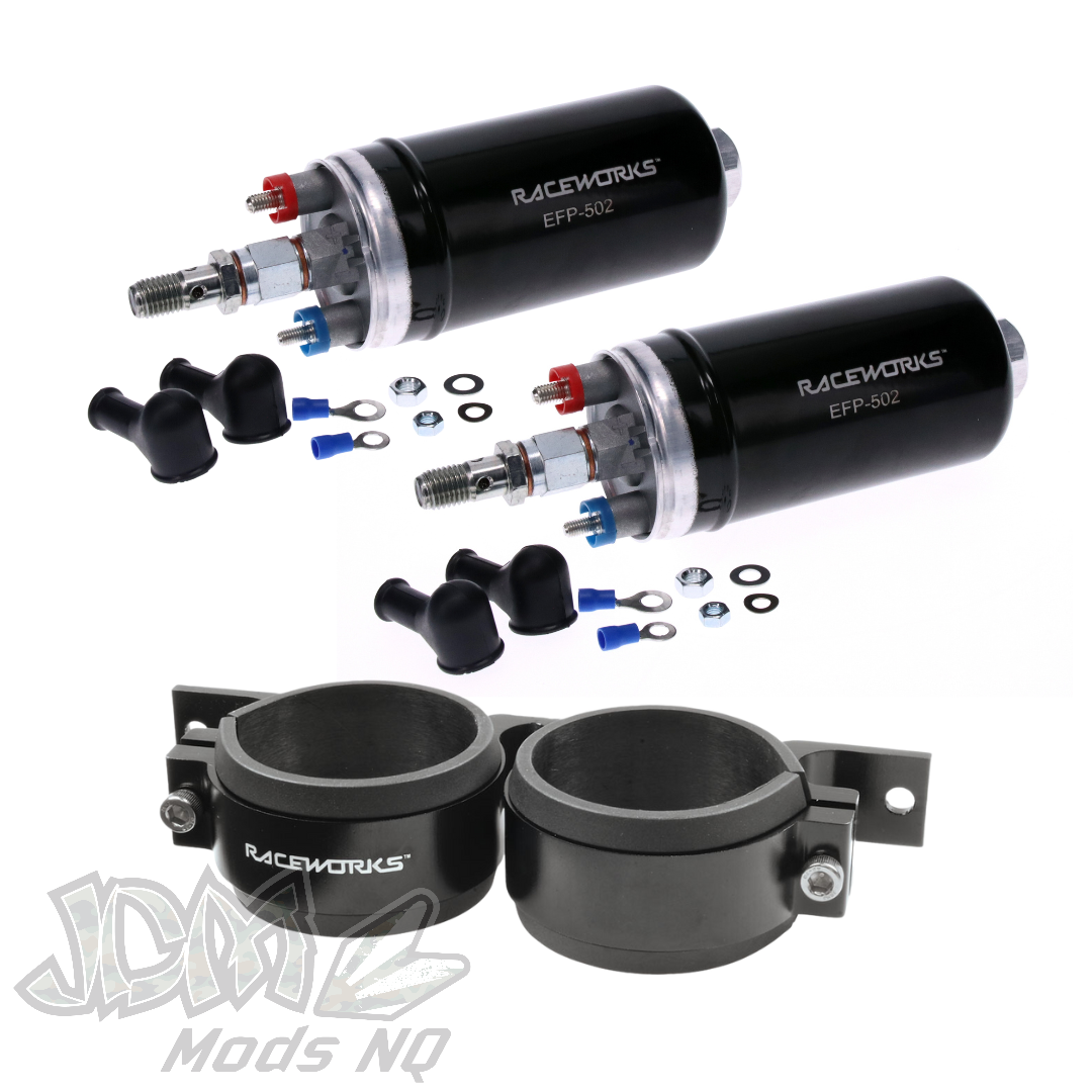 Raceworks Twin 310LPH 60mm Bosch 044 Style External Fuel Pumps and