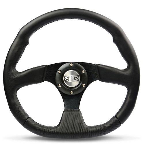 Steering Wheel Leather 14" Black Flat Bottom Steering Wheel Leather 14" Black Flat Bottom
