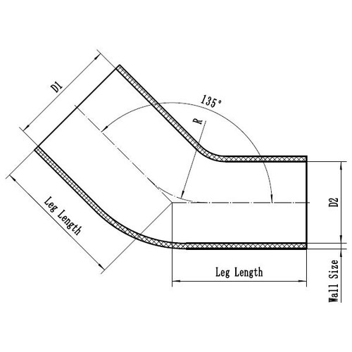 Raceworks Silicone Reducer Elbow 45 Degree (Black) Raceworks Silicone Reducer Elbow 45 Degree (Black)