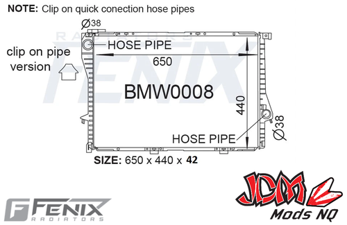 FENIX OEM Replacement Radiator Suits BMW 7 Series E38 (Clip on Hose)